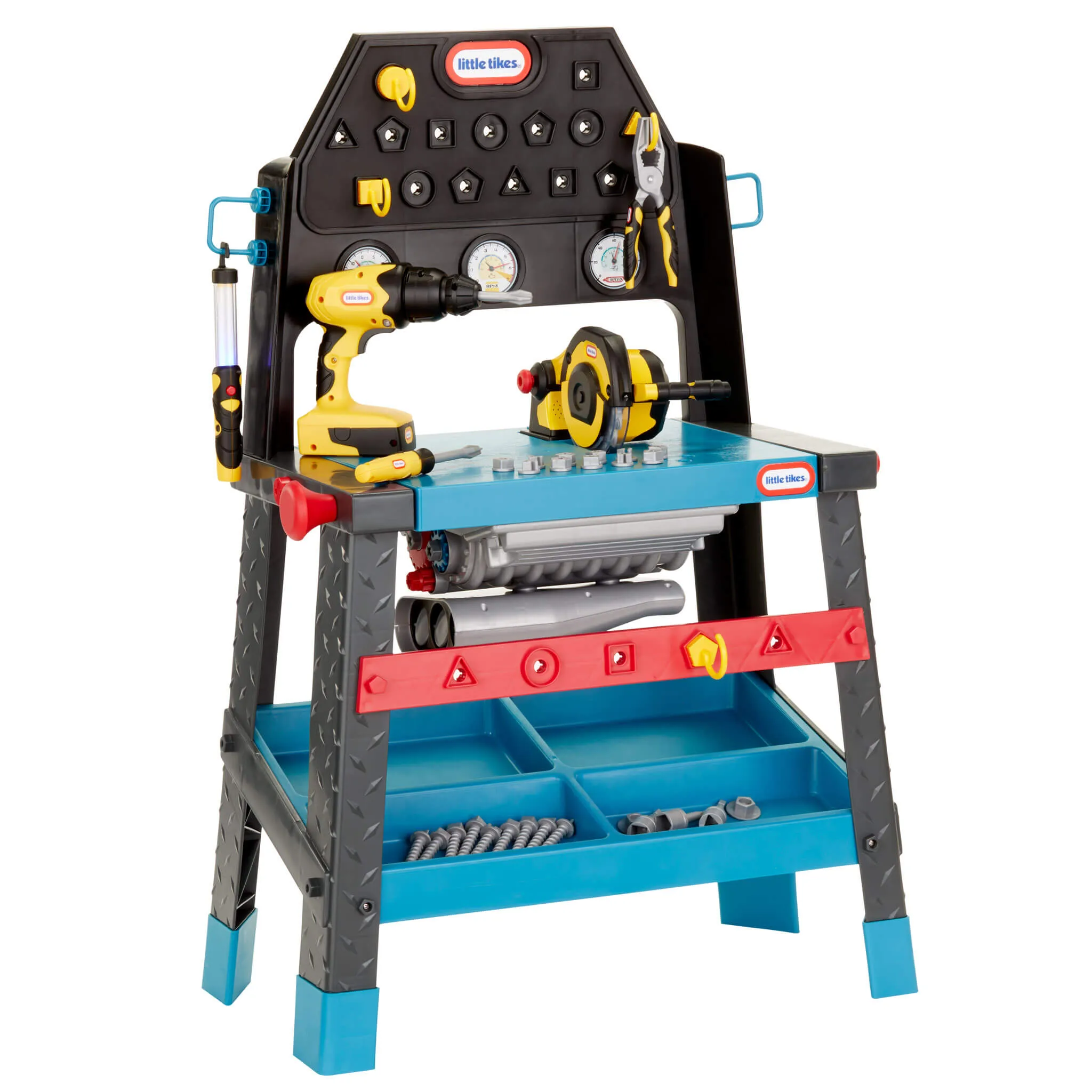 2-in-1 Buildin' to Learn Motor & Wood Shop, Dual-Sided Play with 50  Accessories