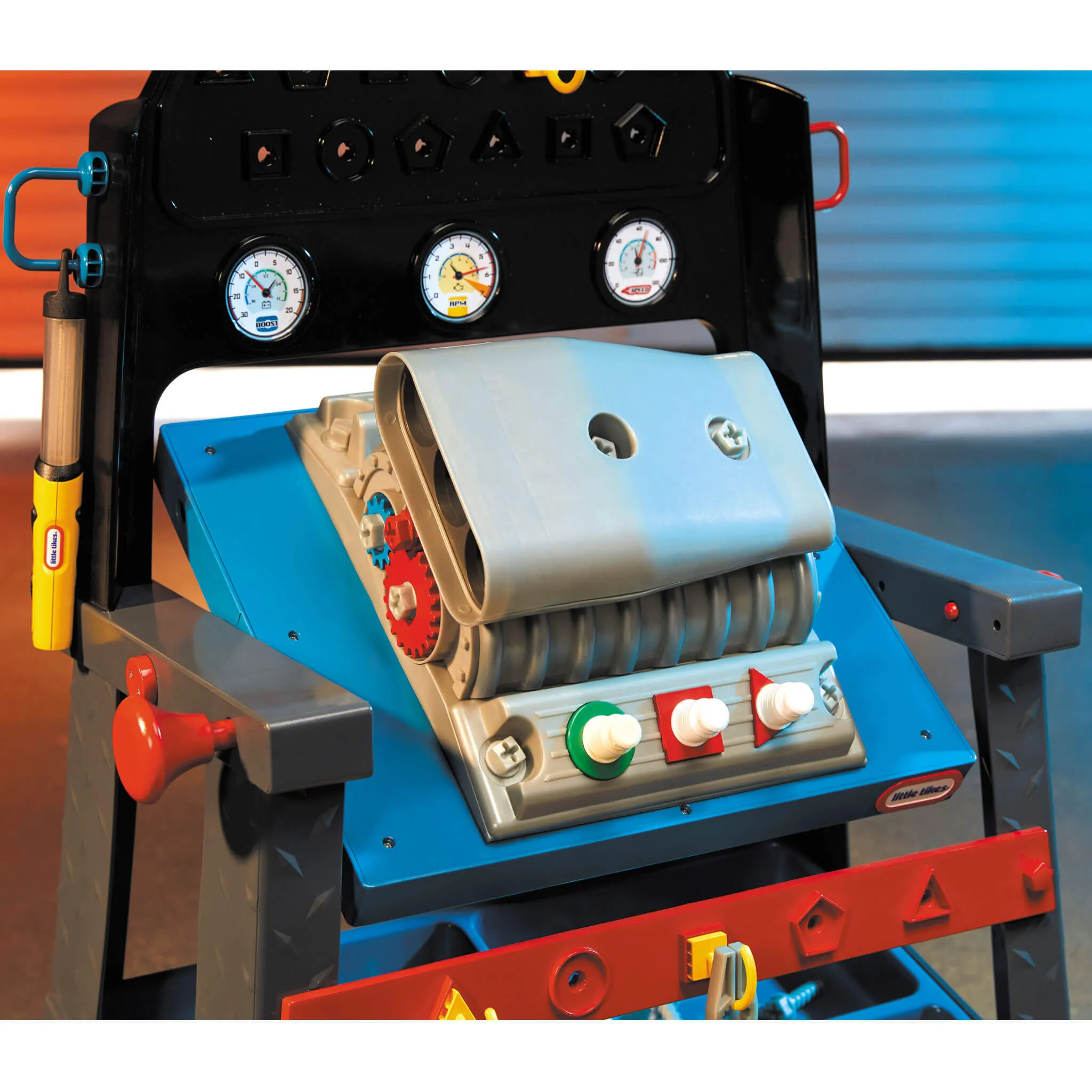 2-in-1 Buildin' to Learn Motor & Wood Shop, Dual-Sided Play with 50  Accessories