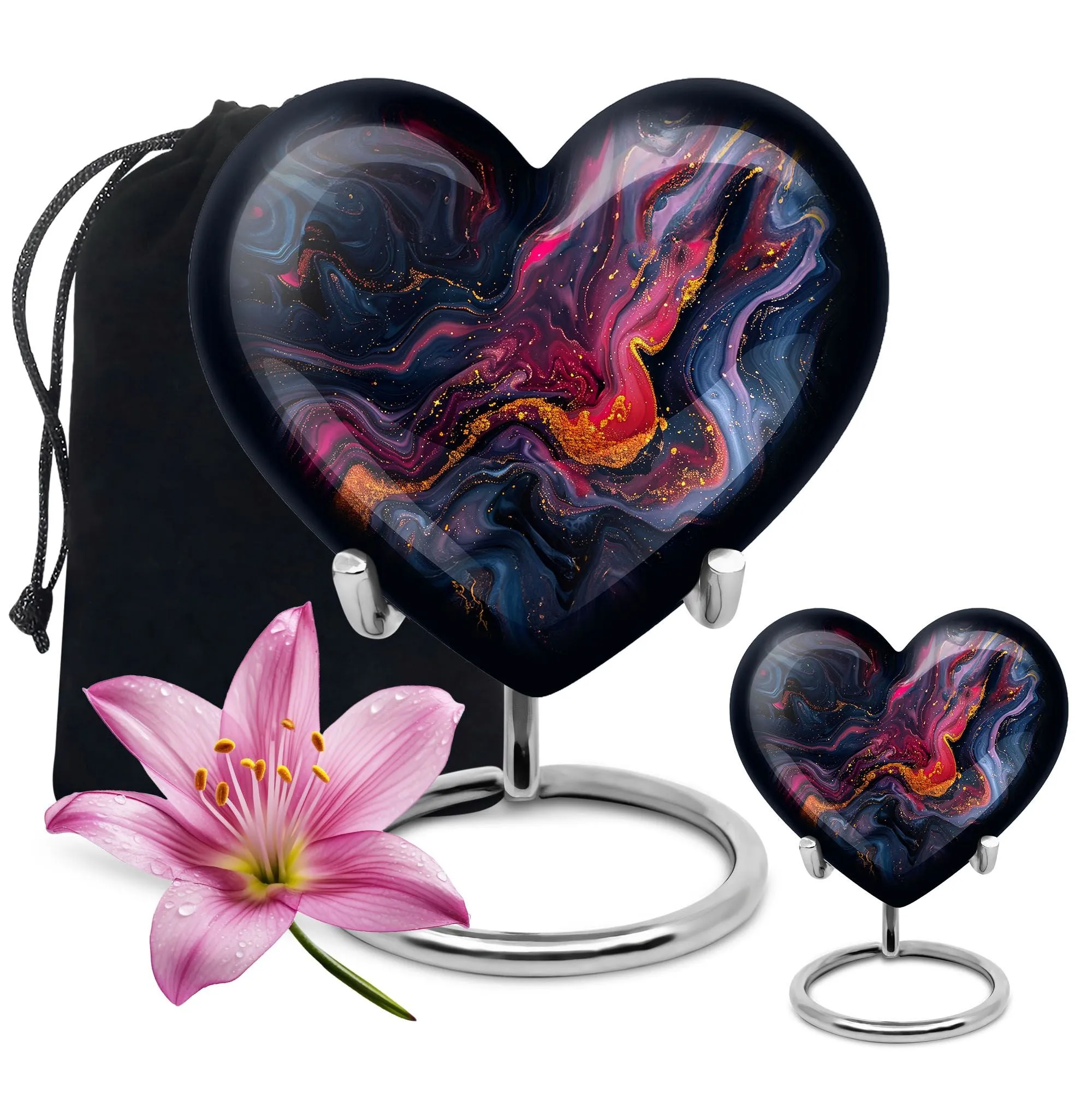 Abstract Elegance: Women's Heart Shaped Funeral Cremation Urn