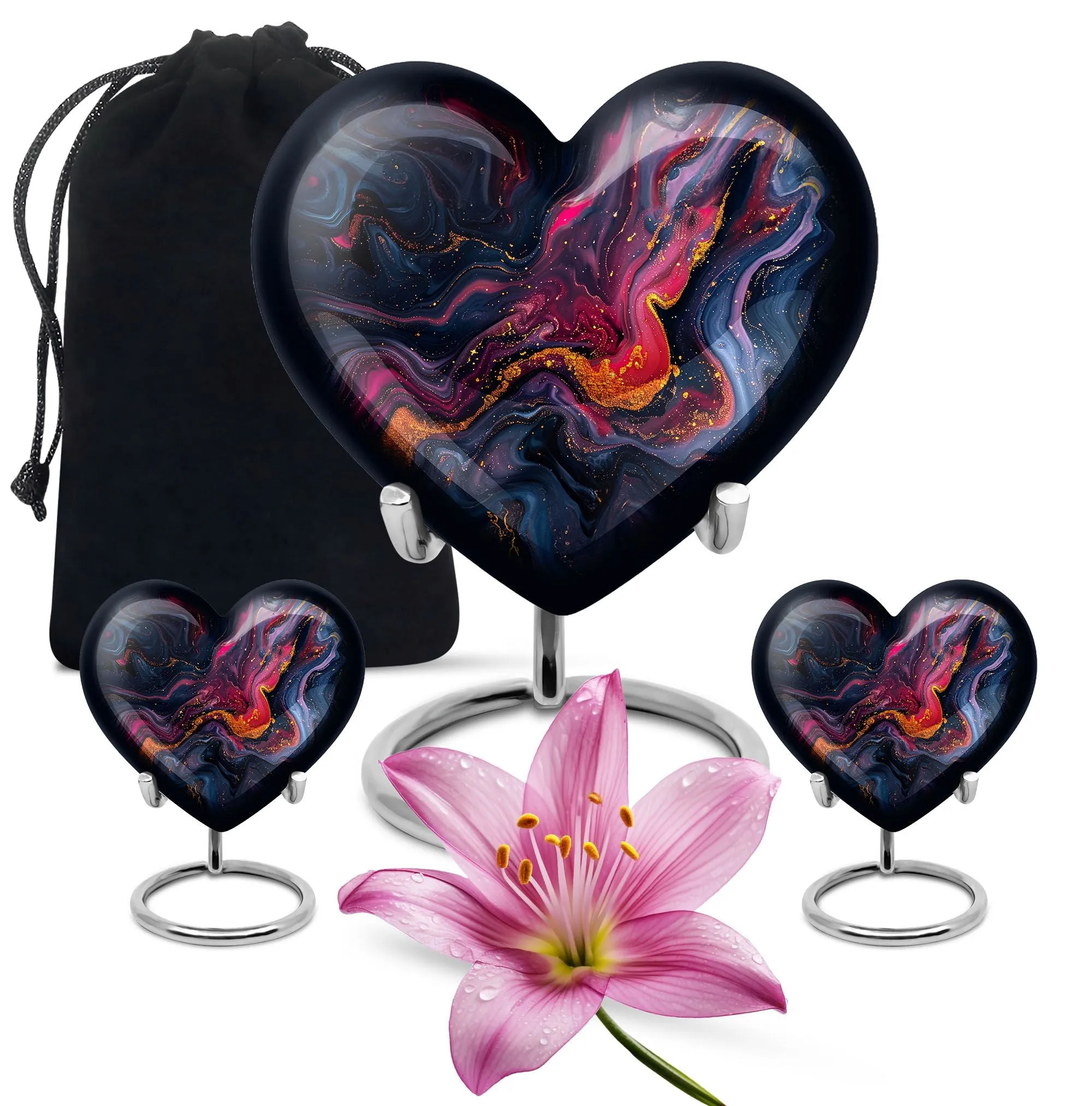 Abstract Elegance: Women's Heart Shaped Funeral Cremation Urn