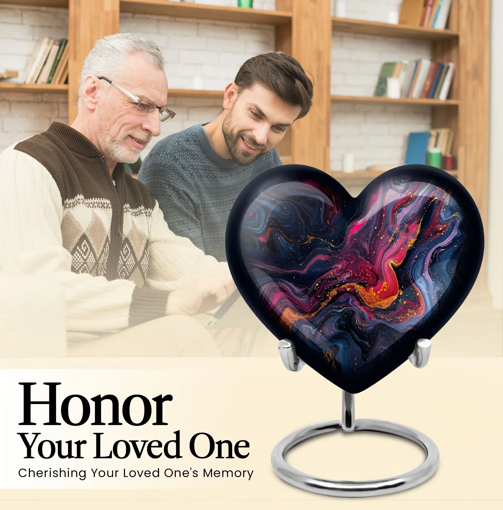 Abstract Elegance: Women's Heart Shaped Funeral Cremation Urn