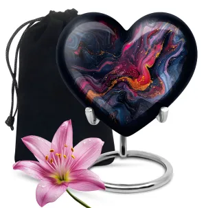 Abstract Elegance: Women's Heart Shaped Funeral Cremation Urn