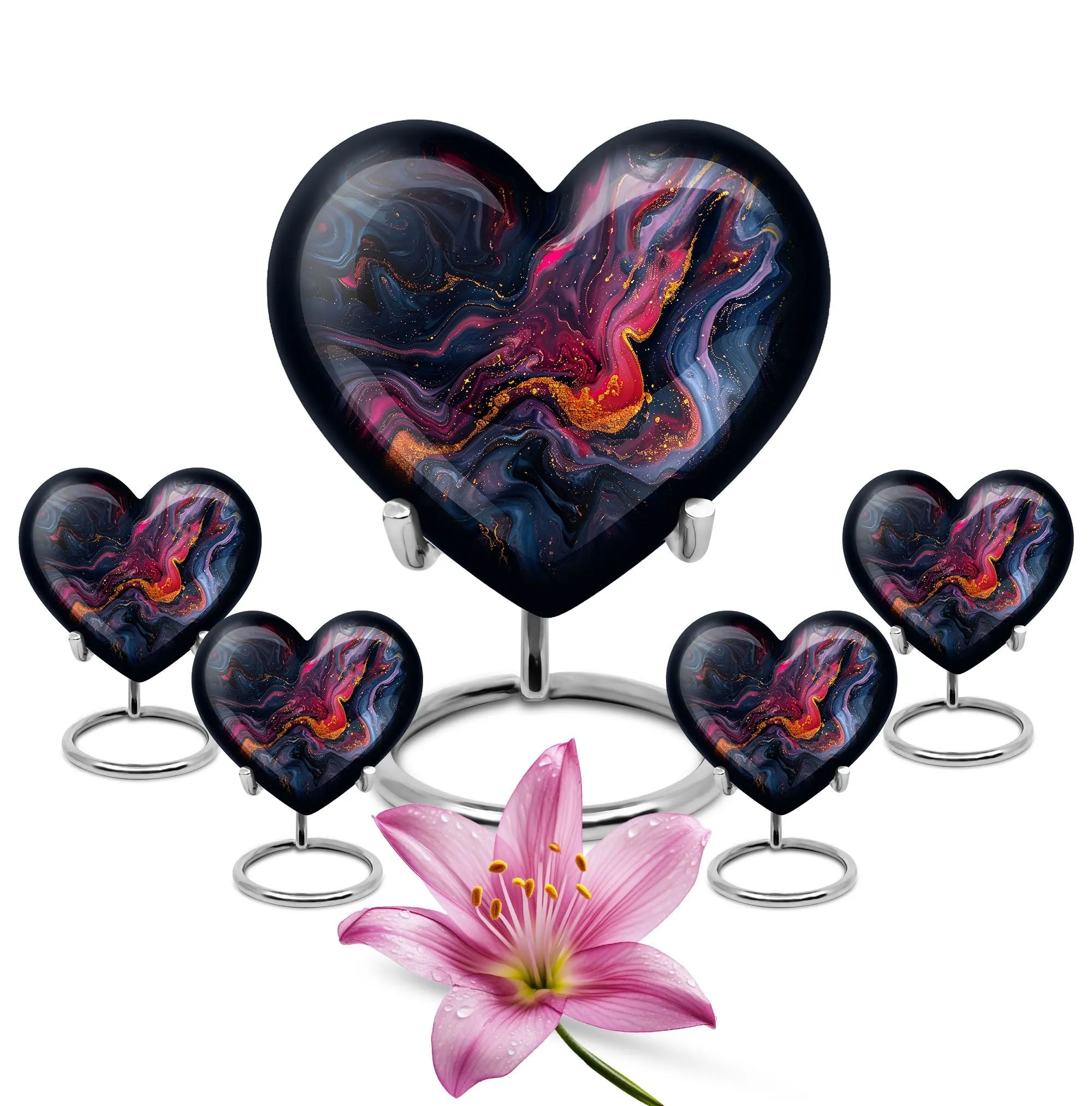Abstract Elegance: Women's Heart Shaped Funeral Cremation Urn