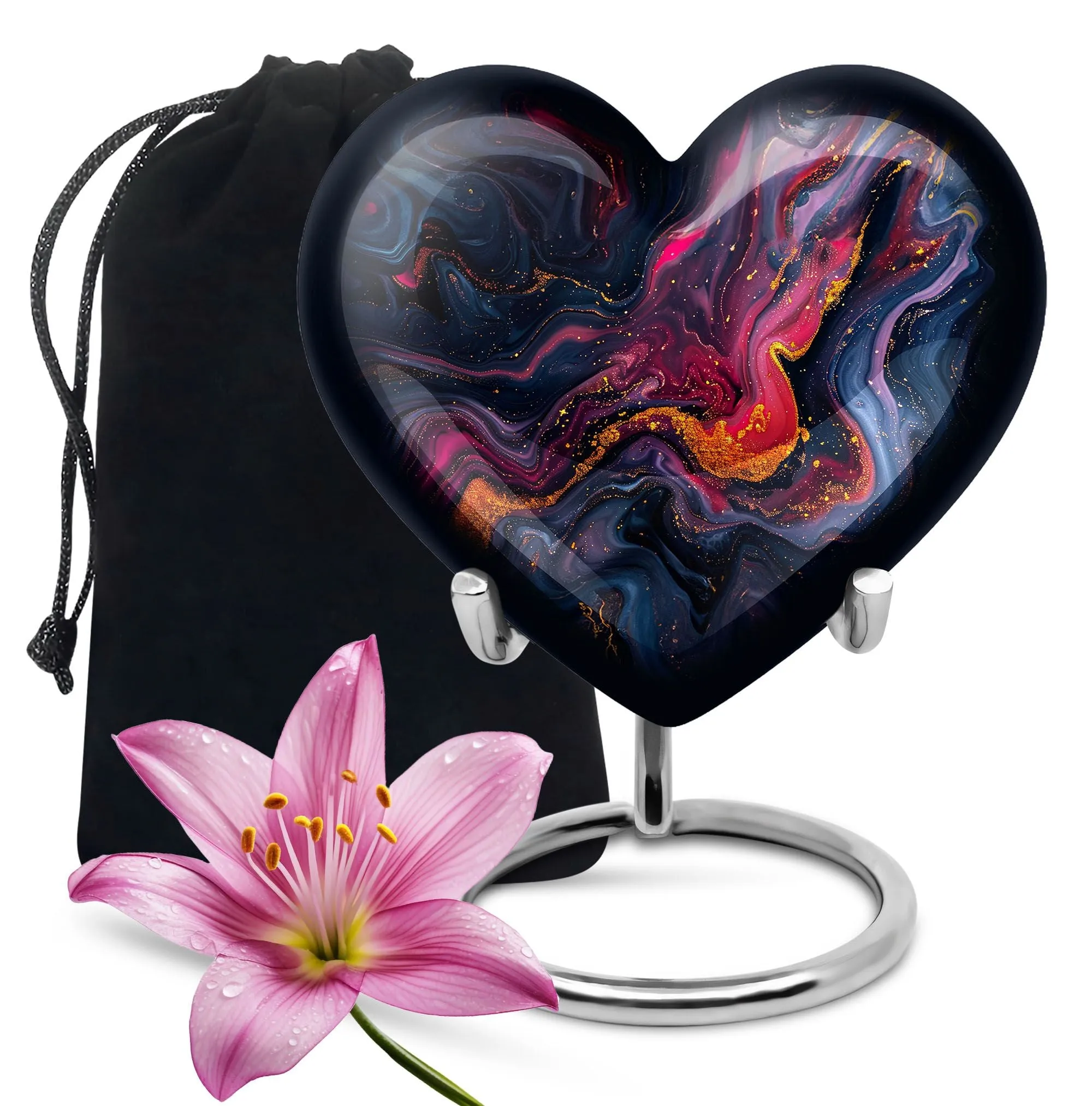 Abstract Elegance: Women's Heart Shaped Funeral Cremation Urn