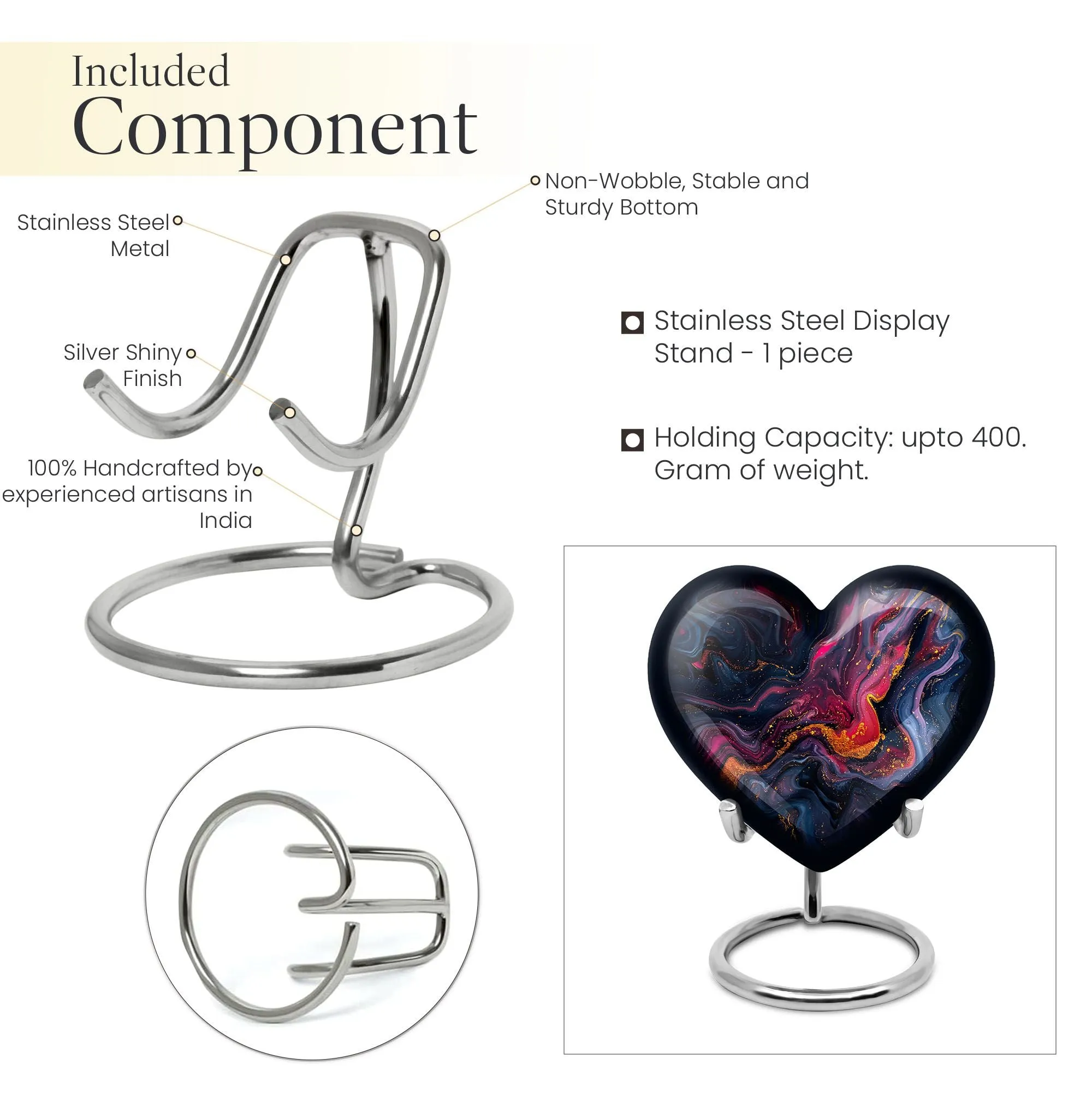 Abstract Elegance: Women's Heart Shaped Funeral Cremation Urn