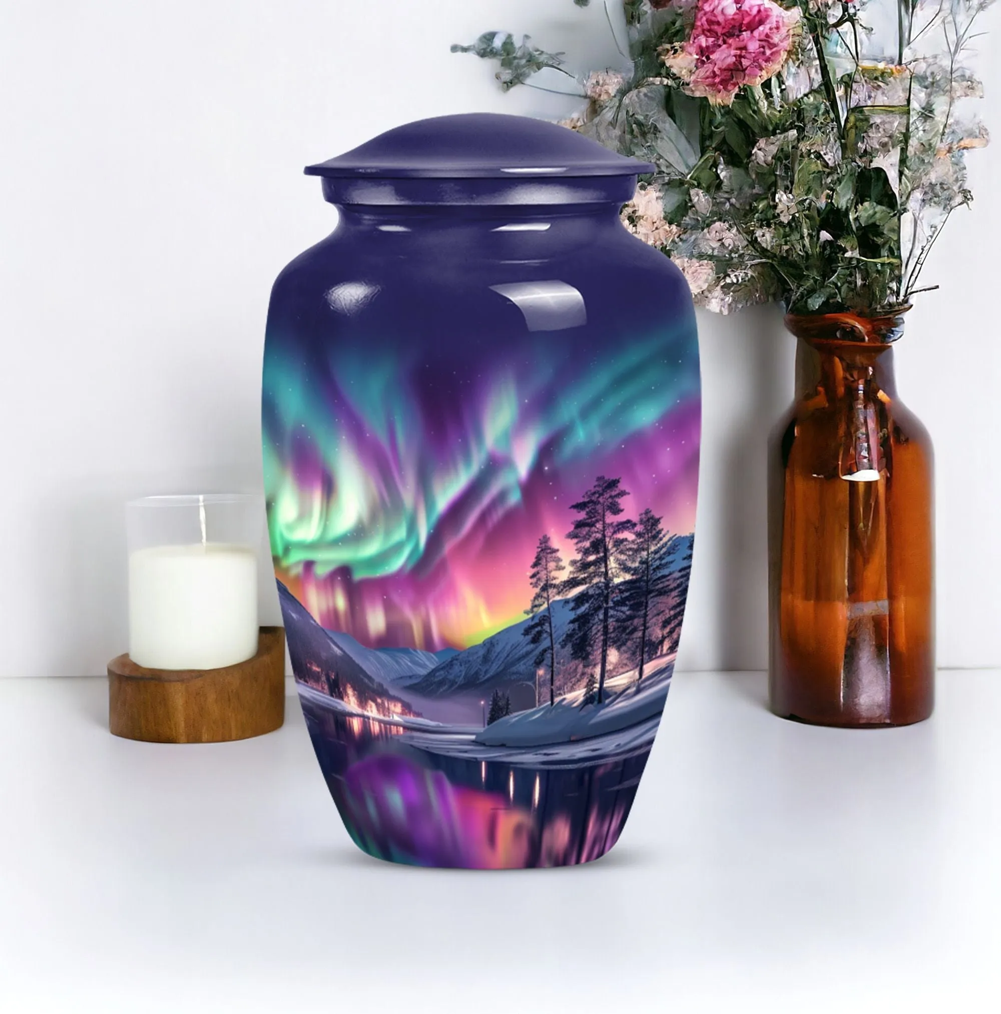 Aurora Borealis Memorial - Large Cremation Urn for Adults
