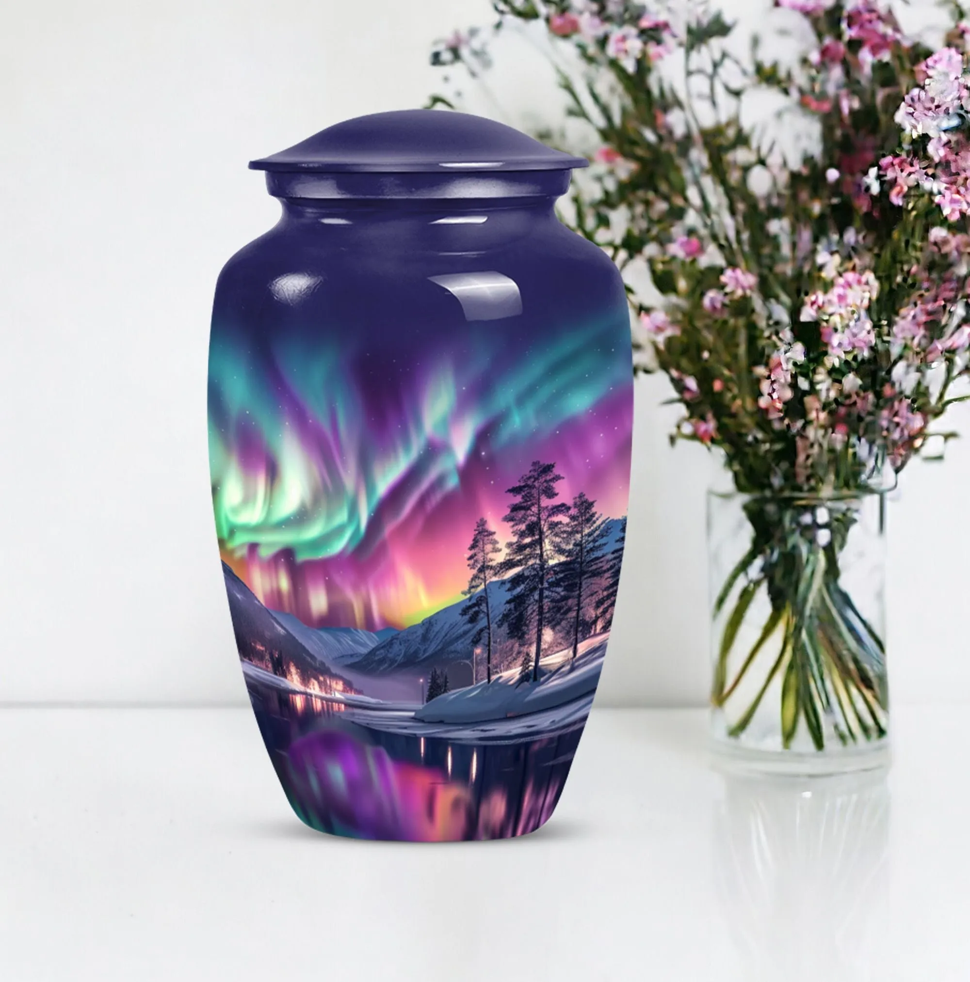Aurora Borealis Memorial - Large Cremation Urn for Adults