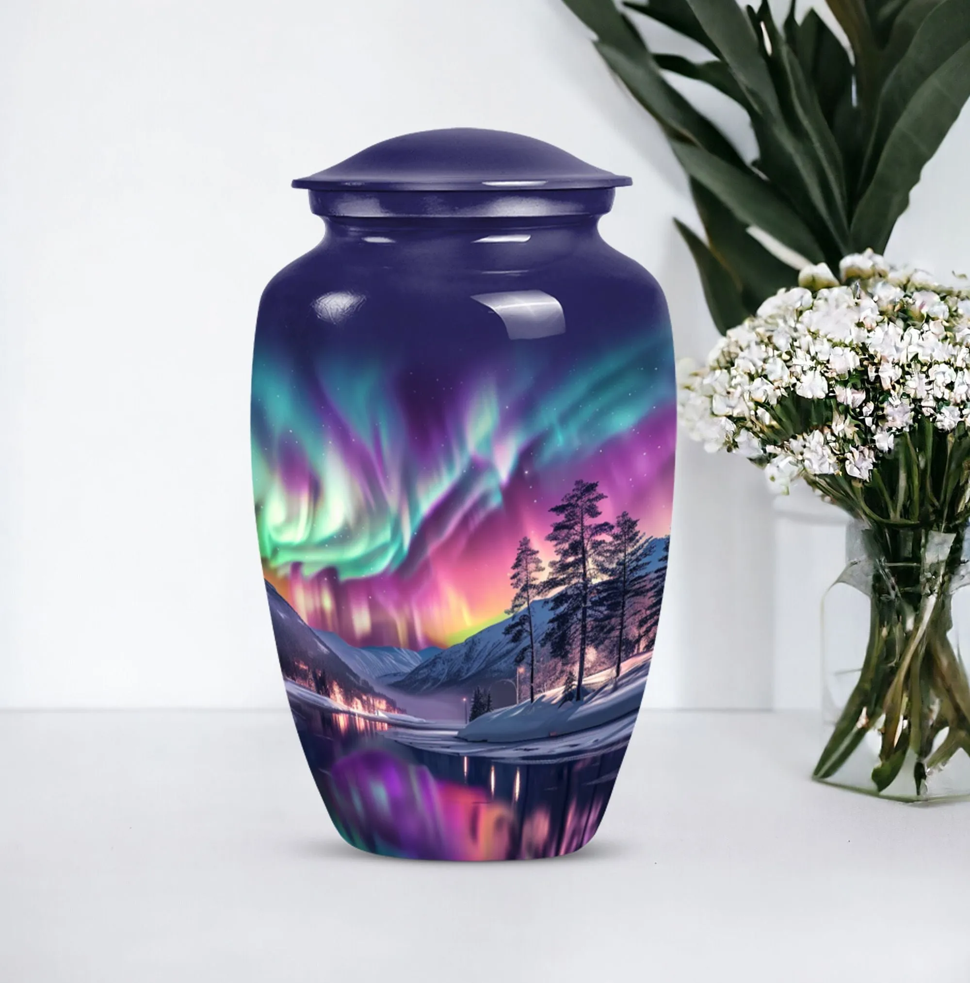 Aurora Borealis Memorial - Large Cremation Urn for Adults