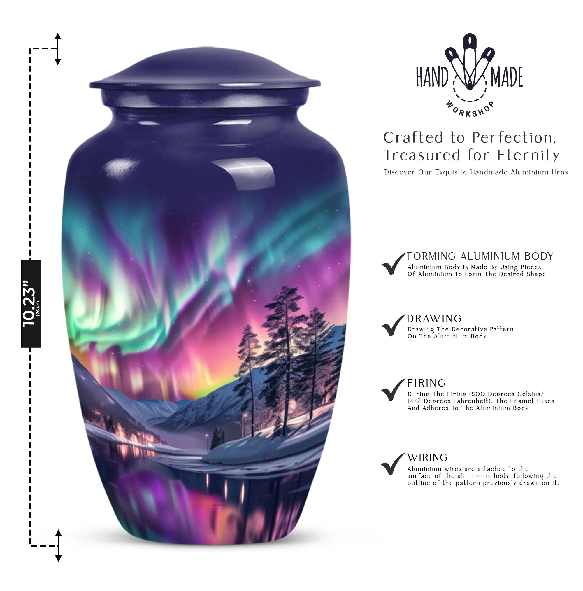 Aurora Borealis Memorial - Large Cremation Urn for Adults