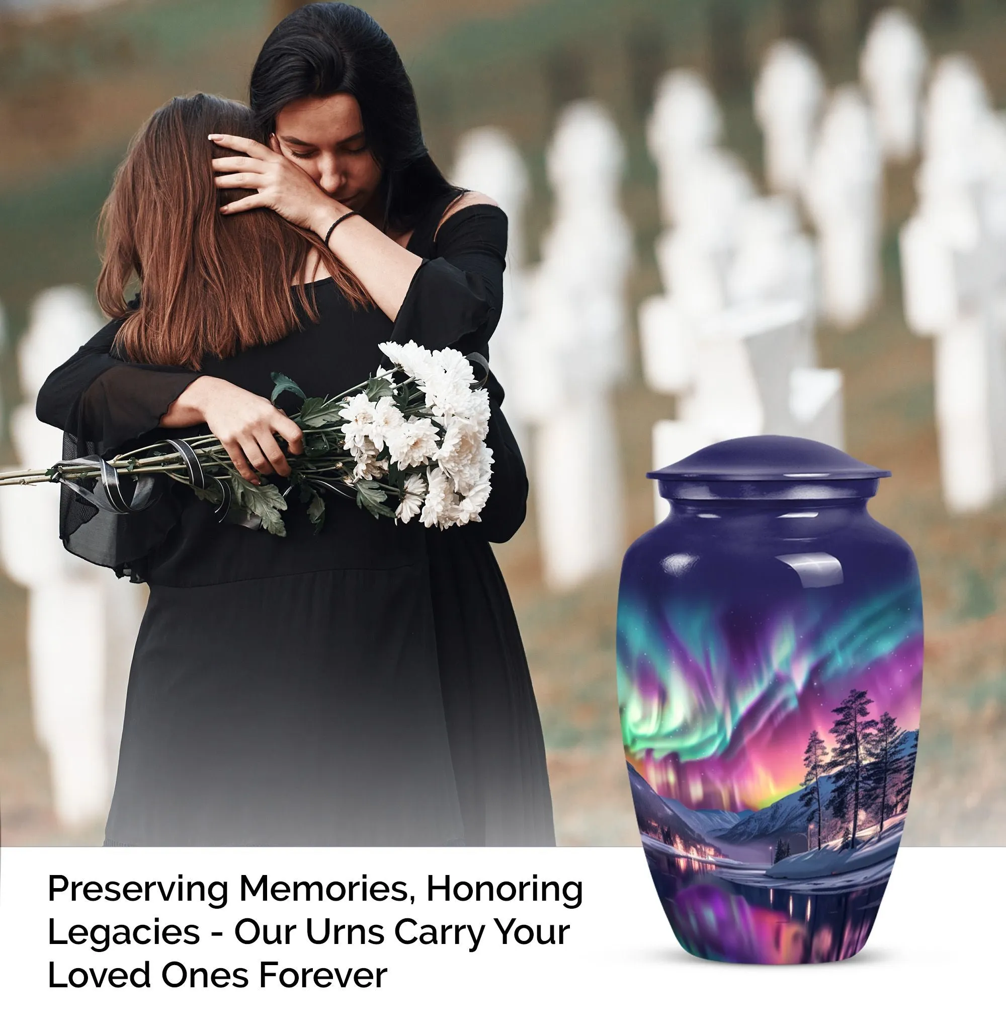Aurora Borealis Memorial - Large Cremation Urn for Adults