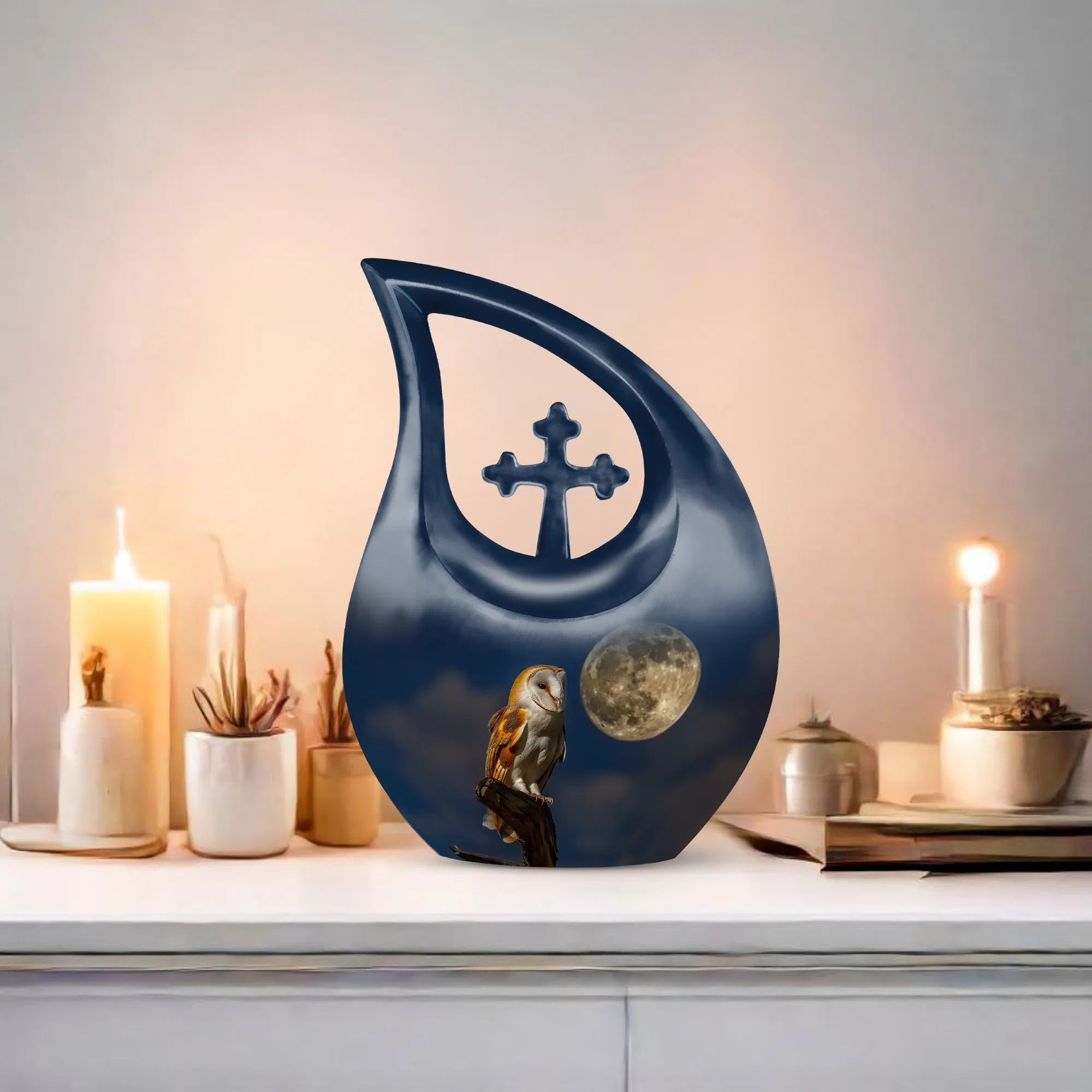 Barn Owl Urn - Container For Cremated Adult Human Ashes