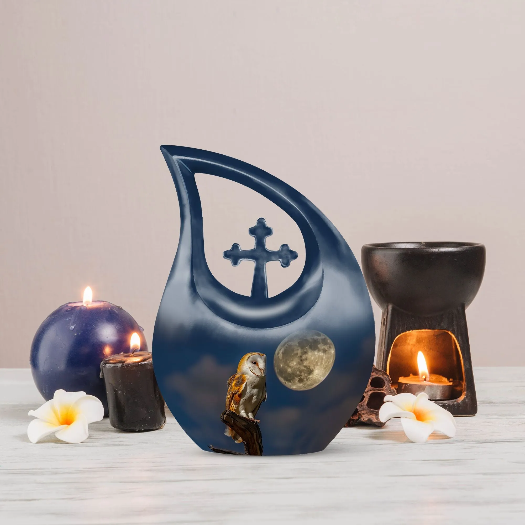 Barn Owl Urn - Container For Cremated Adult Human Ashes