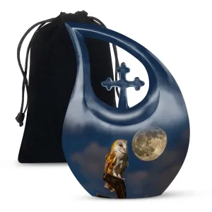 Barn Owl Urn - Container For Cremated Adult Human Ashes