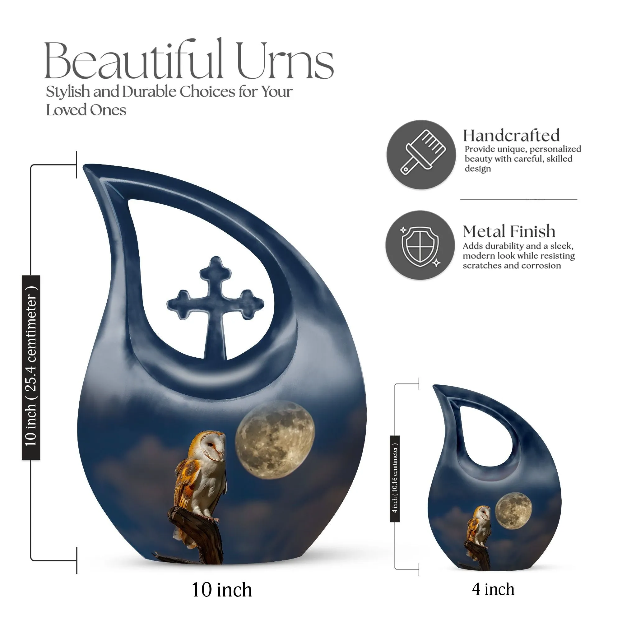 Barn Owl Urn - Container For Cremated Adult Human Ashes