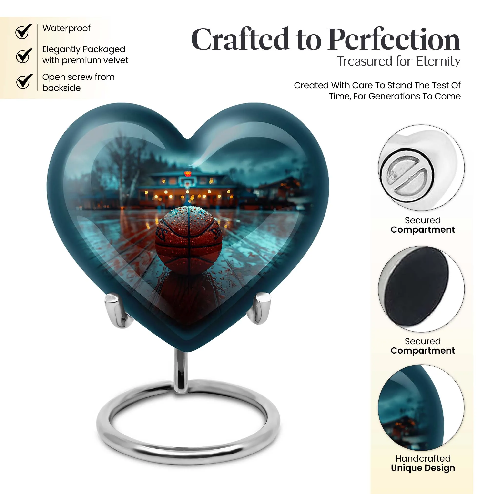 Basketball Urn: Elegant Aluminium Memorial Ash Keepsake for Men