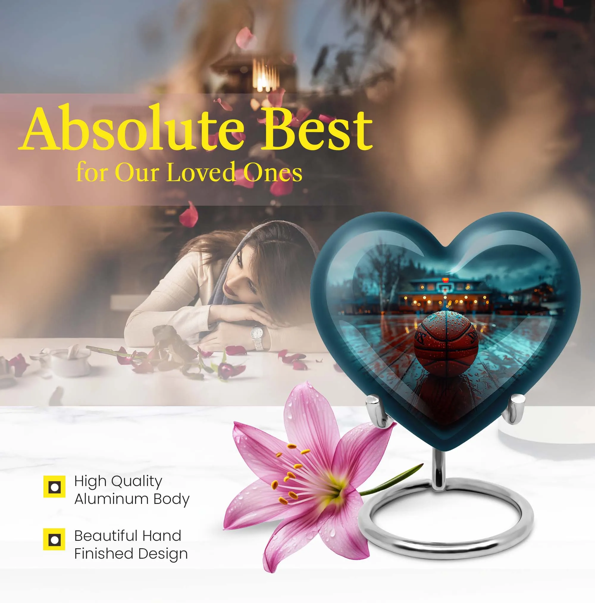 Basketball Urn: Elegant Aluminium Memorial Ash Keepsake for Men