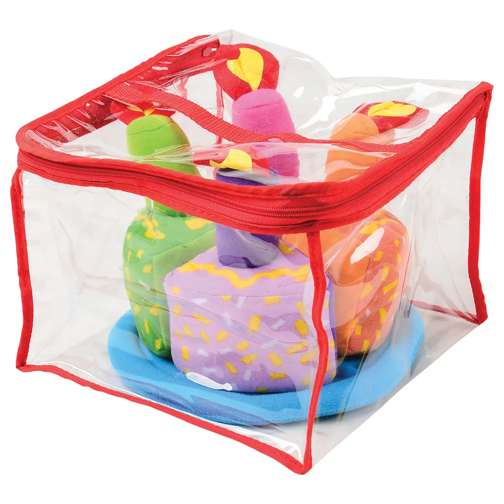Birthday Cake 9-Piece Play Set | Soft Fabric Cake with Removable Slices, Candle, and Plate