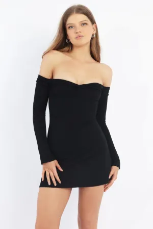 Black Off Shoulder Mini Dress