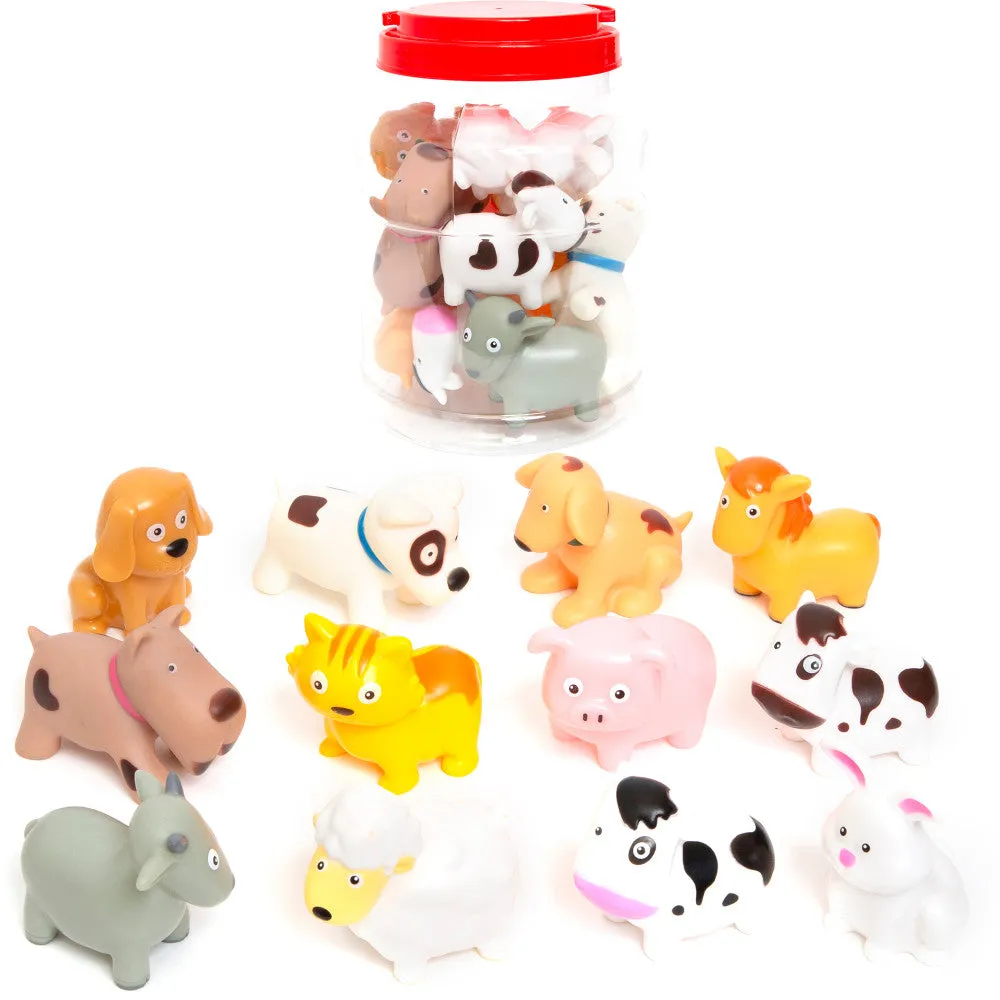 Boley Farm Animal Bath Toy Bucket - 12pc Water Play Set