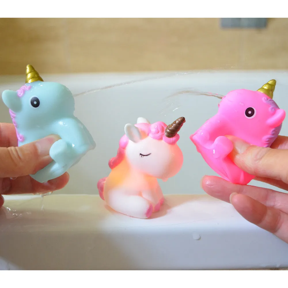 Buddy & Barney Unicorn Bath Time Fun - 3 Piece Light-Up Toy Set