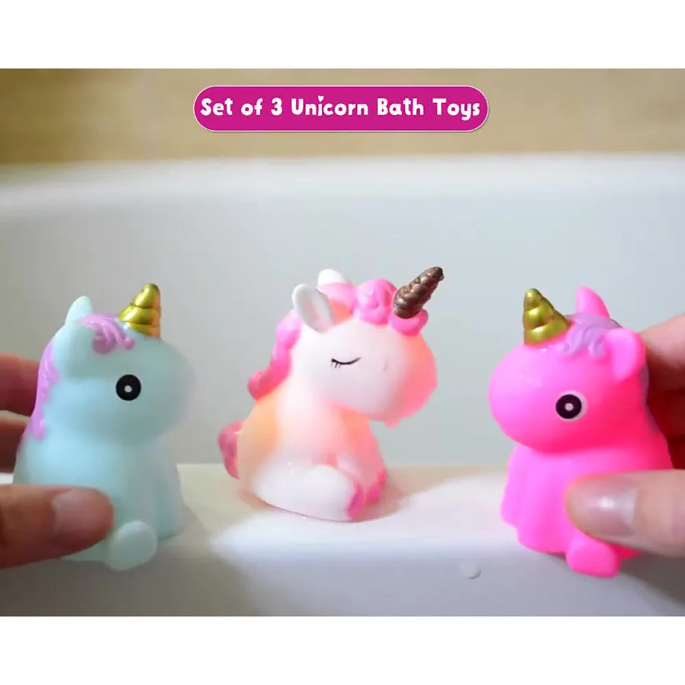 Buddy & Barney Unicorn Bath Time Fun - 3 Piece Light-Up Toy Set