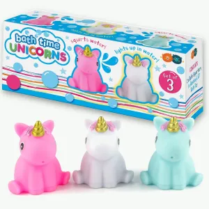 Buddy & Barney Unicorn Bath Time Fun - 3 Piece Light-Up Toy Set