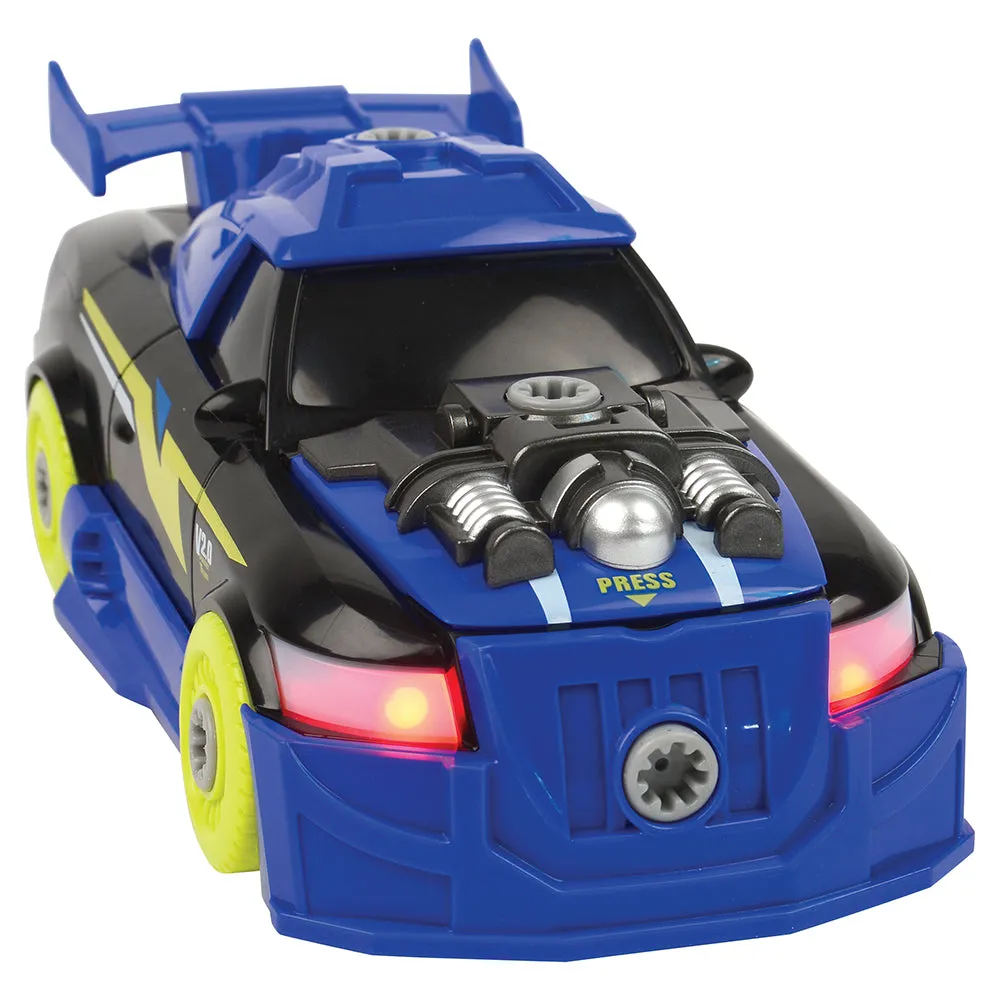 Build and Play Race Car Set with Lights, Sounds, and Power Screwdriver | 26-Piece Toy