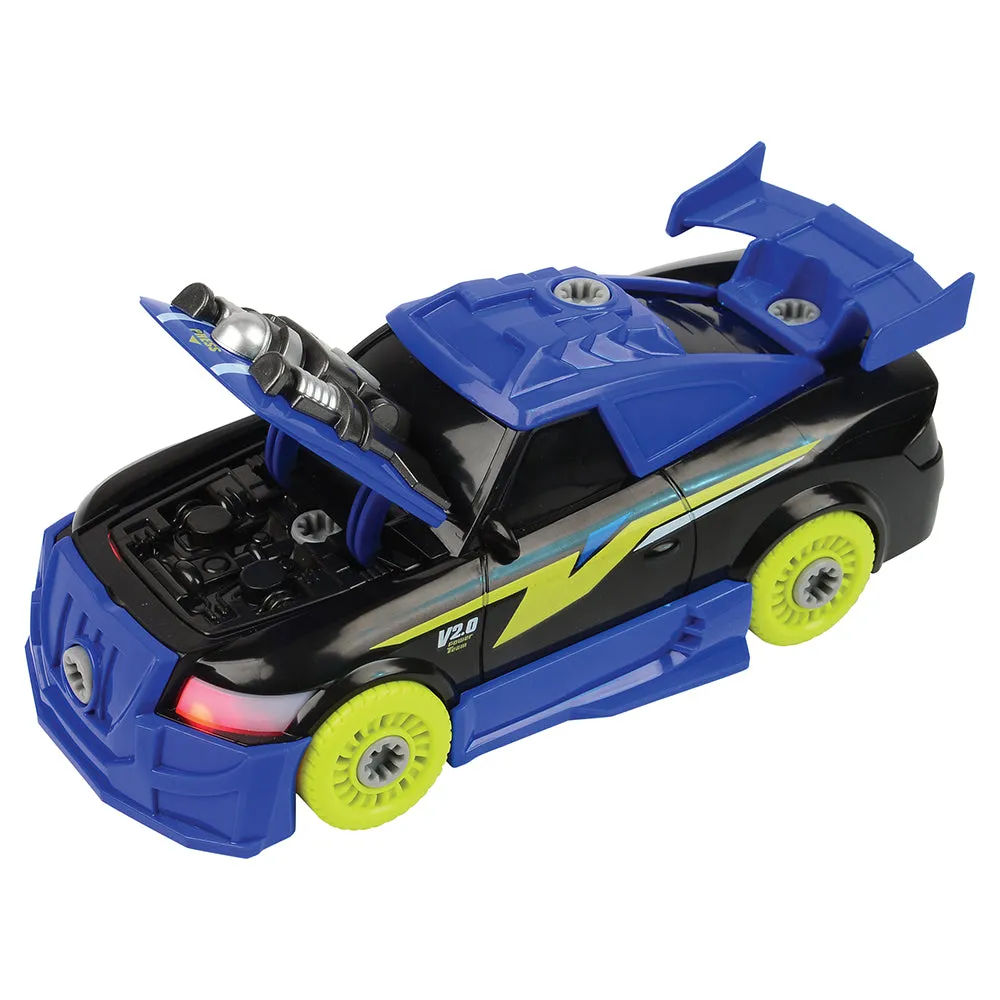 Build and Play Race Car Set with Lights, Sounds, and Power Screwdriver | 26-Piece Toy