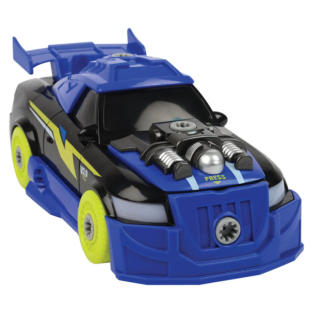 Build and Play Race Car Set with Lights, Sounds, and Power Screwdriver | 26-Piece Toy