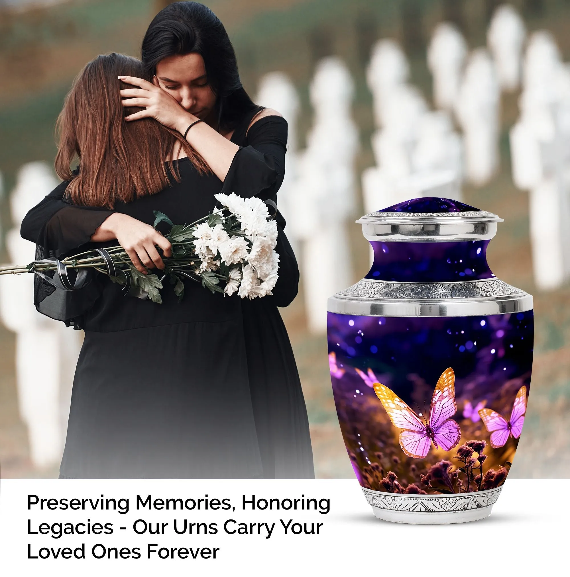 Butterflies Adult Female Urns for Ashes - Large Size for Burial