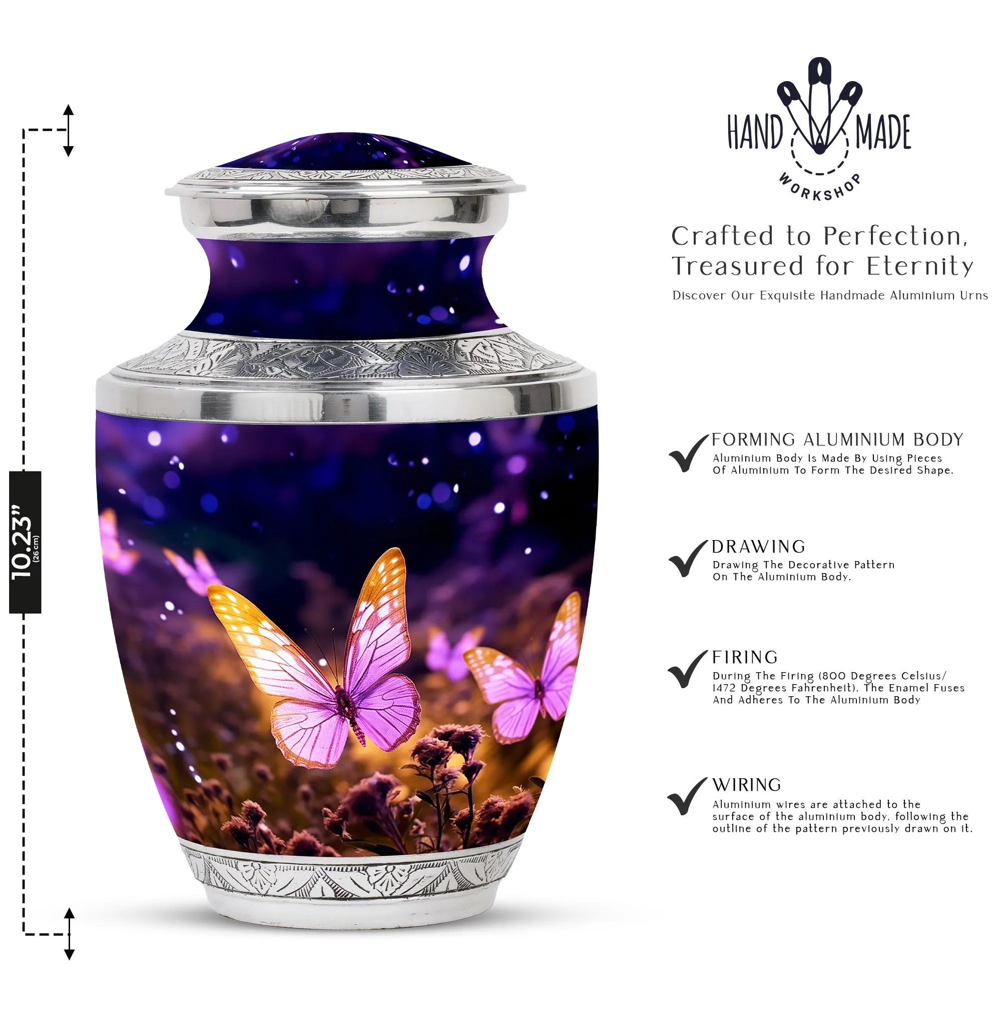 Butterflies Adult Female Urns for Ashes - Large Size for Burial
