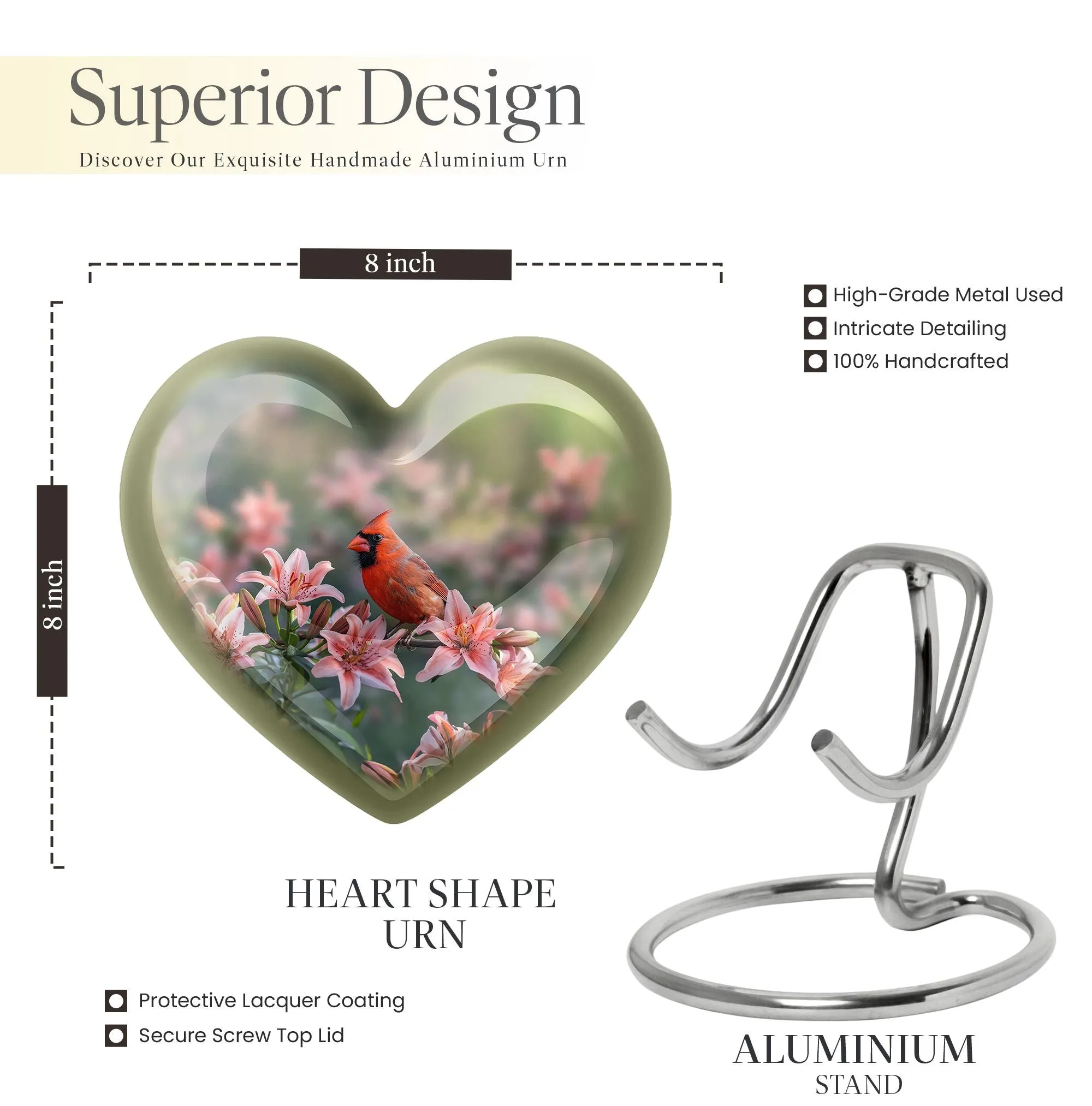 Cardinal Bird's Tranquil Rest - The Premium Cremation Urn