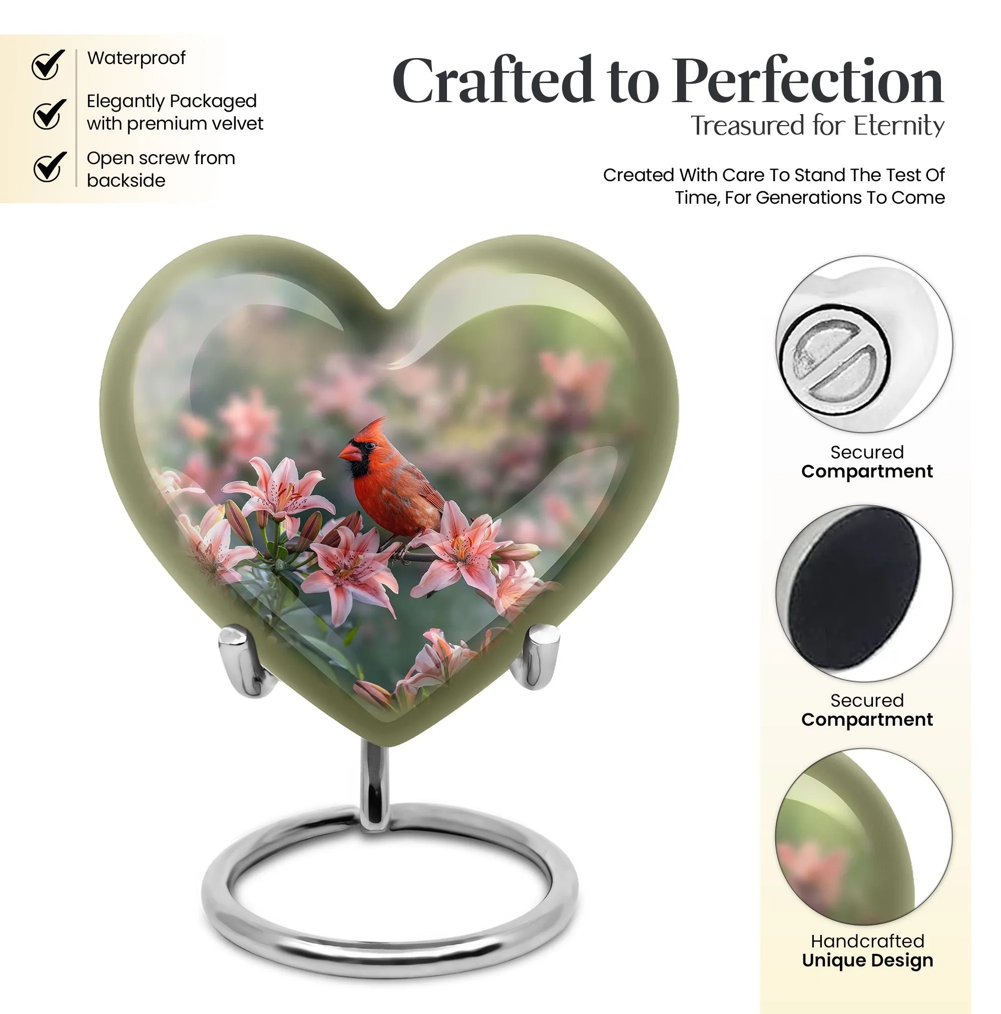 Cardinal Bird's Tranquil Rest - The Premium Cremation Urn