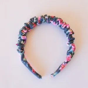 Charcoal Blooms Ruched Headband