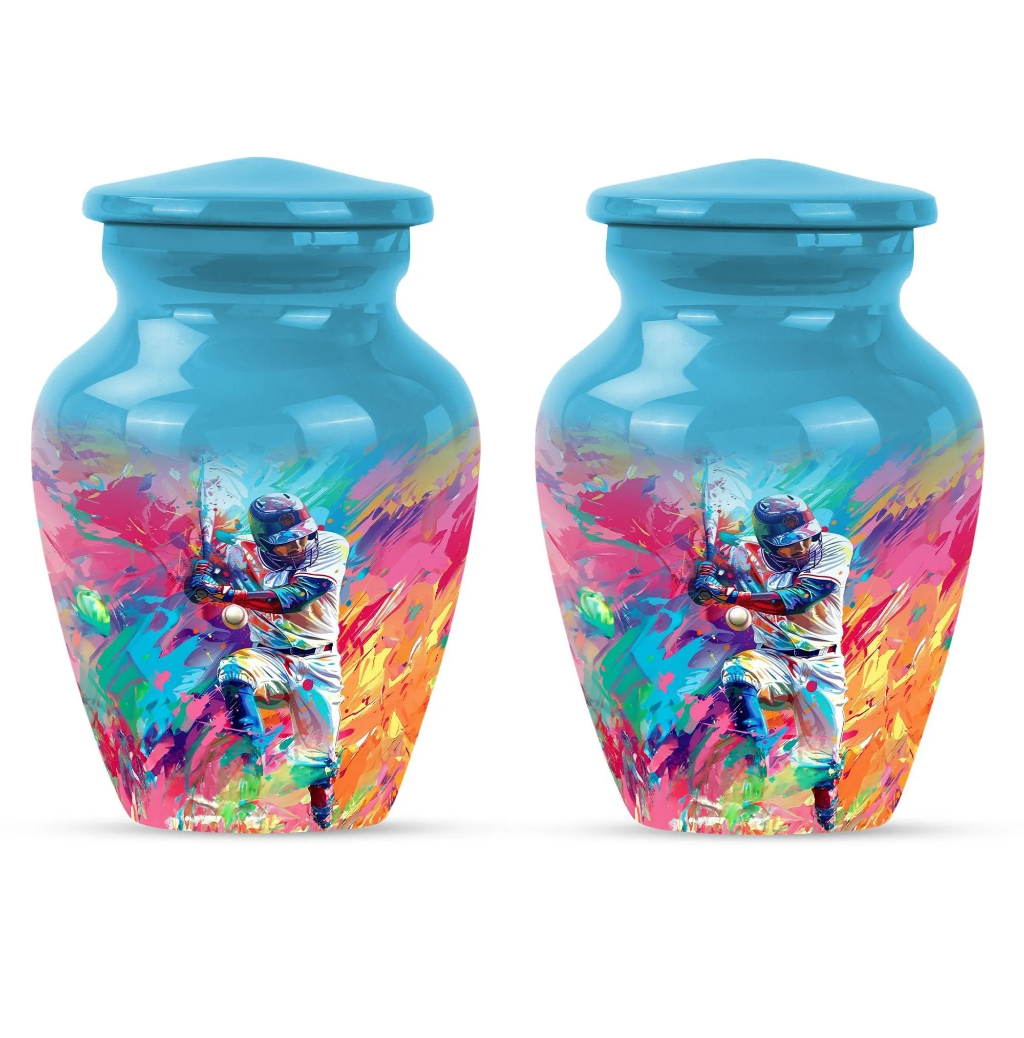 Cremation Baseball Urn, Butterfly Embellished Memorial Vessel