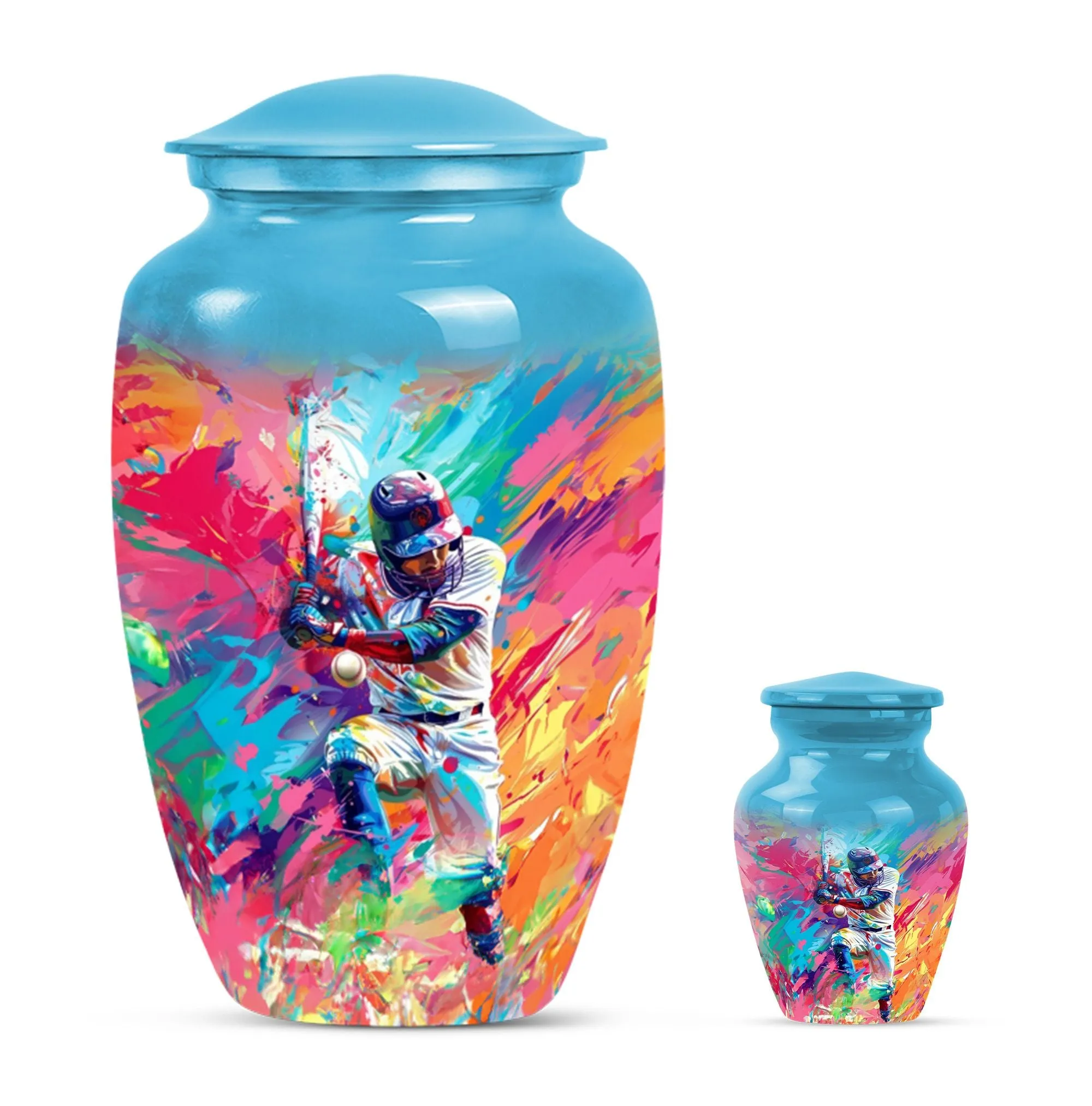 Cremation Baseball Urn, Butterfly Embellished Memorial Vessel