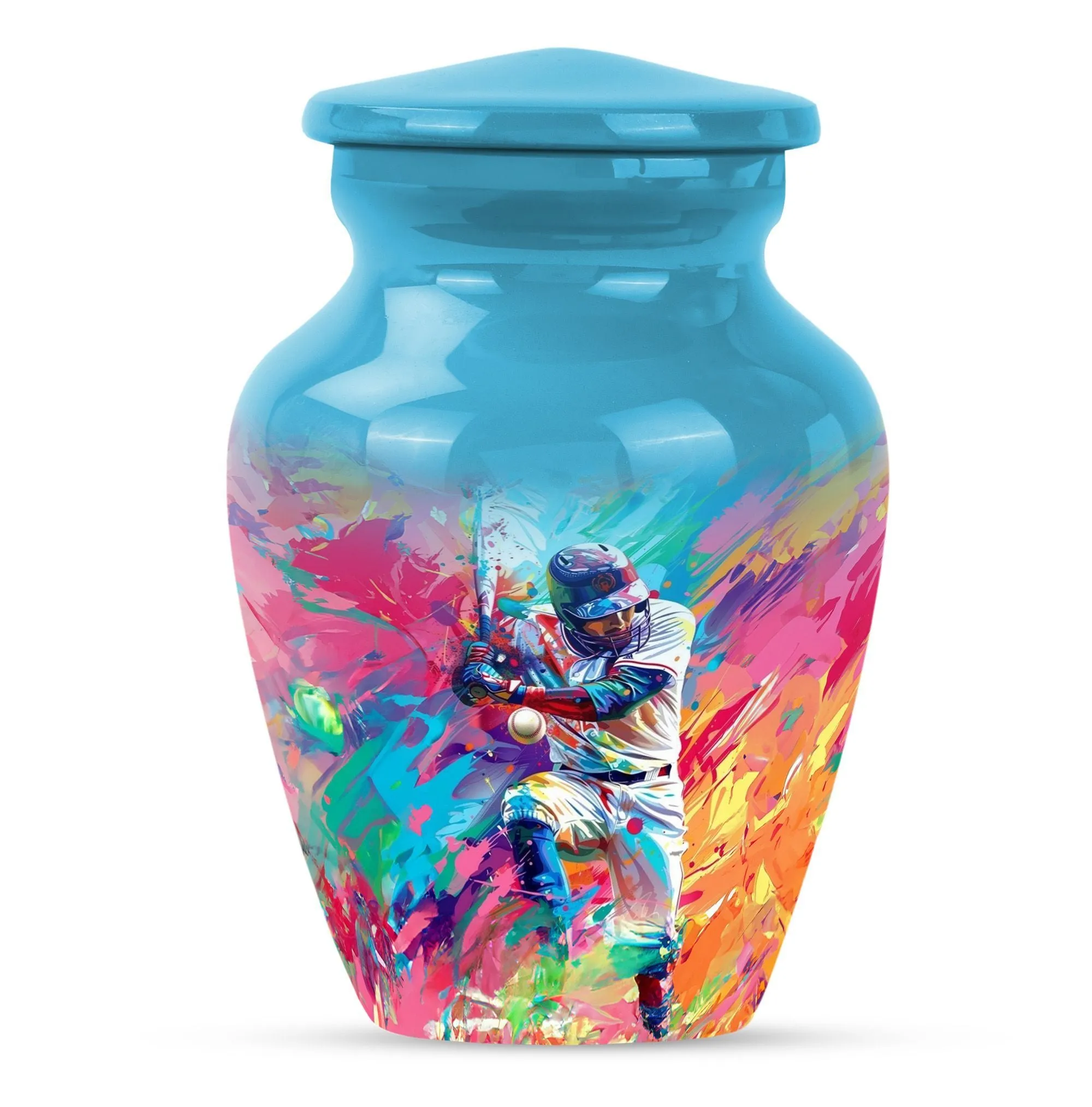 Cremation Baseball Urn, Butterfly Embellished Memorial Vessel