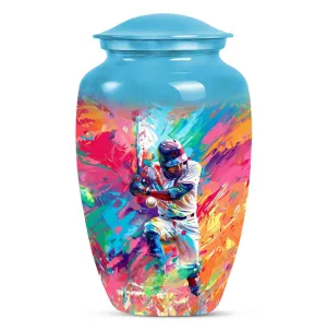 Cremation Baseball Urn, Butterfly Embellished Memorial Vessel