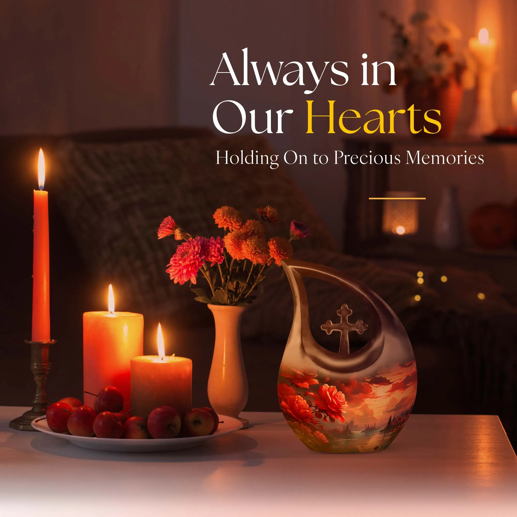 Crimson Twilight on Urn, Lovingly Preserving the Ashen Remembrance