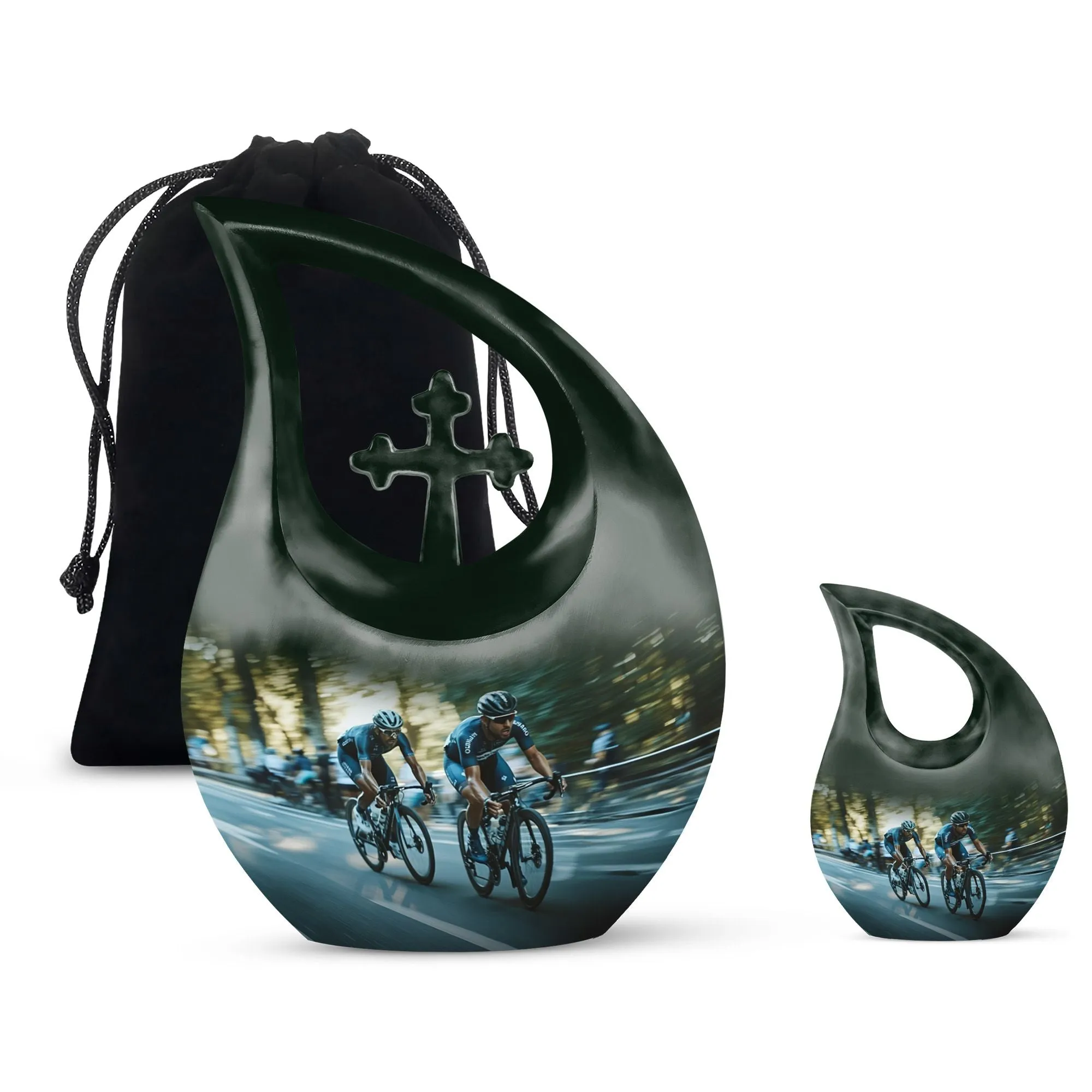 Cross Drop Race Urn: Distinct Keepsake Urn for Ashes Memorial