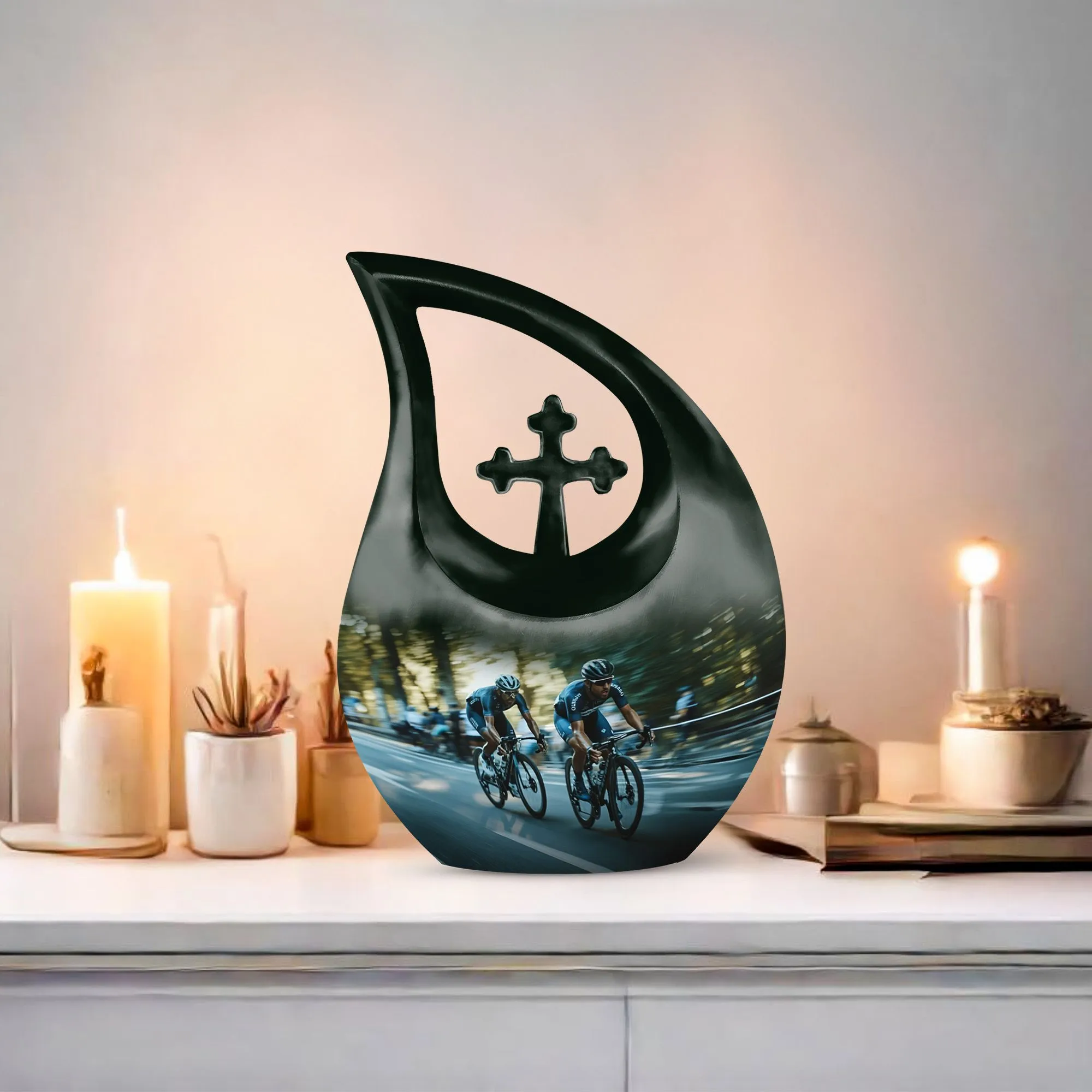 Cross Drop Race Urn: Distinct Keepsake Urn for Ashes Memorial