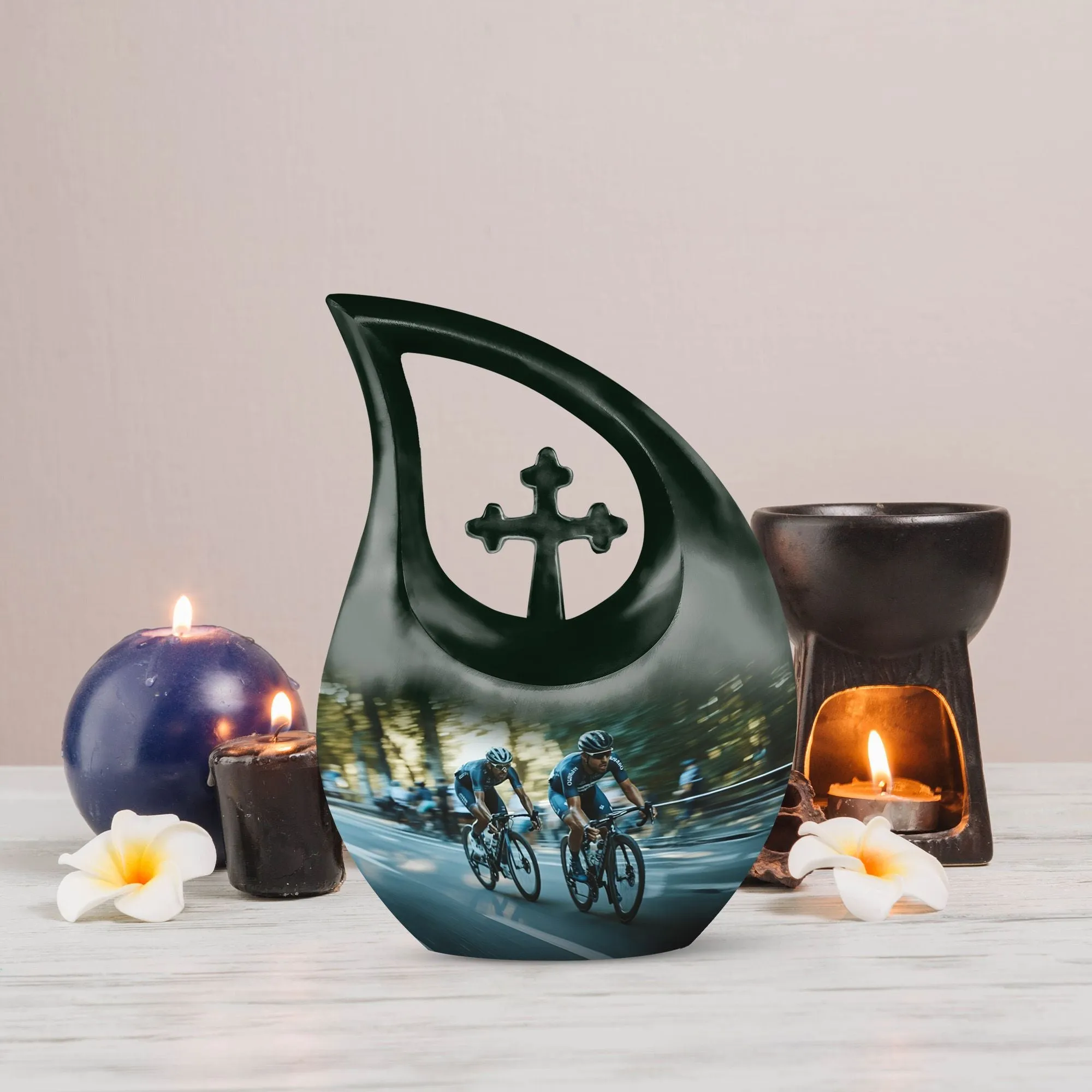 Cross Drop Race Urn: Distinct Keepsake Urn for Ashes Memorial