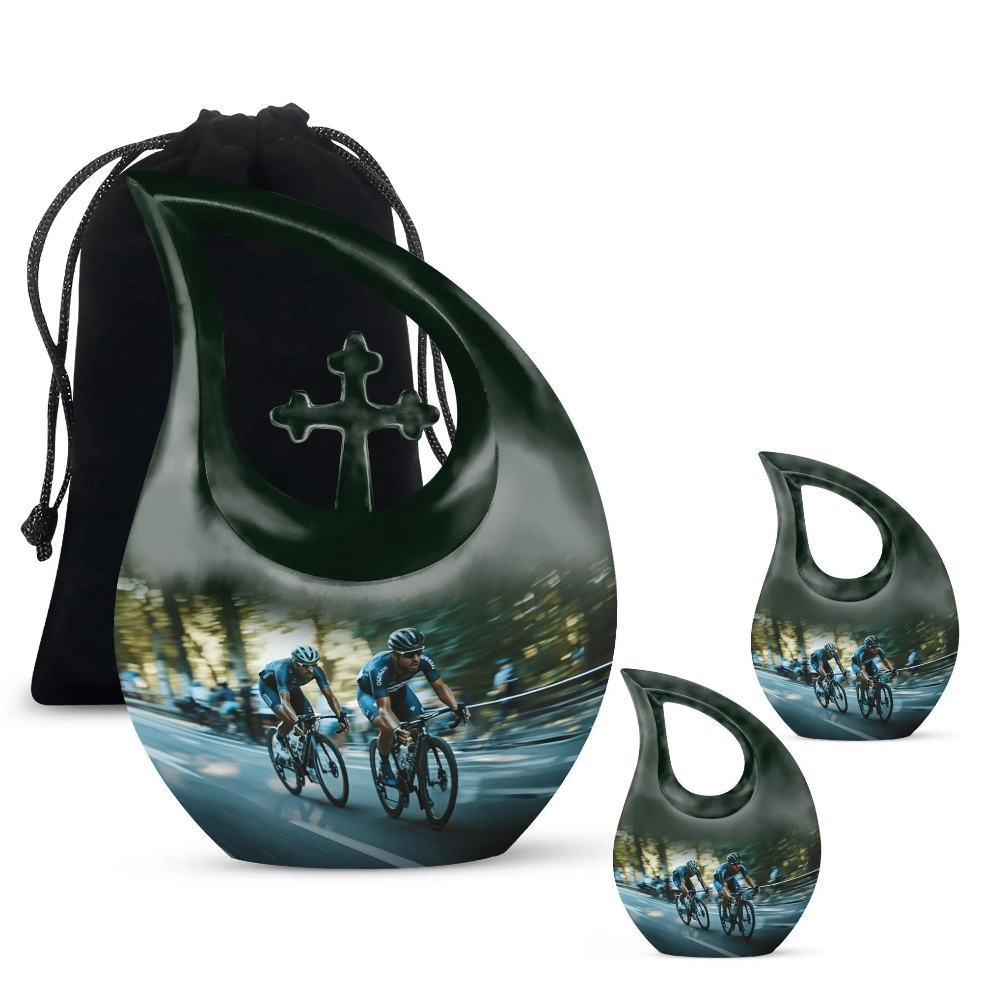 Cross Drop Race Urn: Distinct Keepsake Urn for Ashes Memorial
