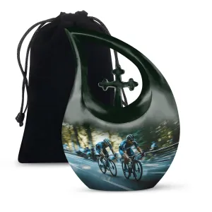 Cross Drop Race Urn: Distinct Keepsake Urn for Ashes Memorial