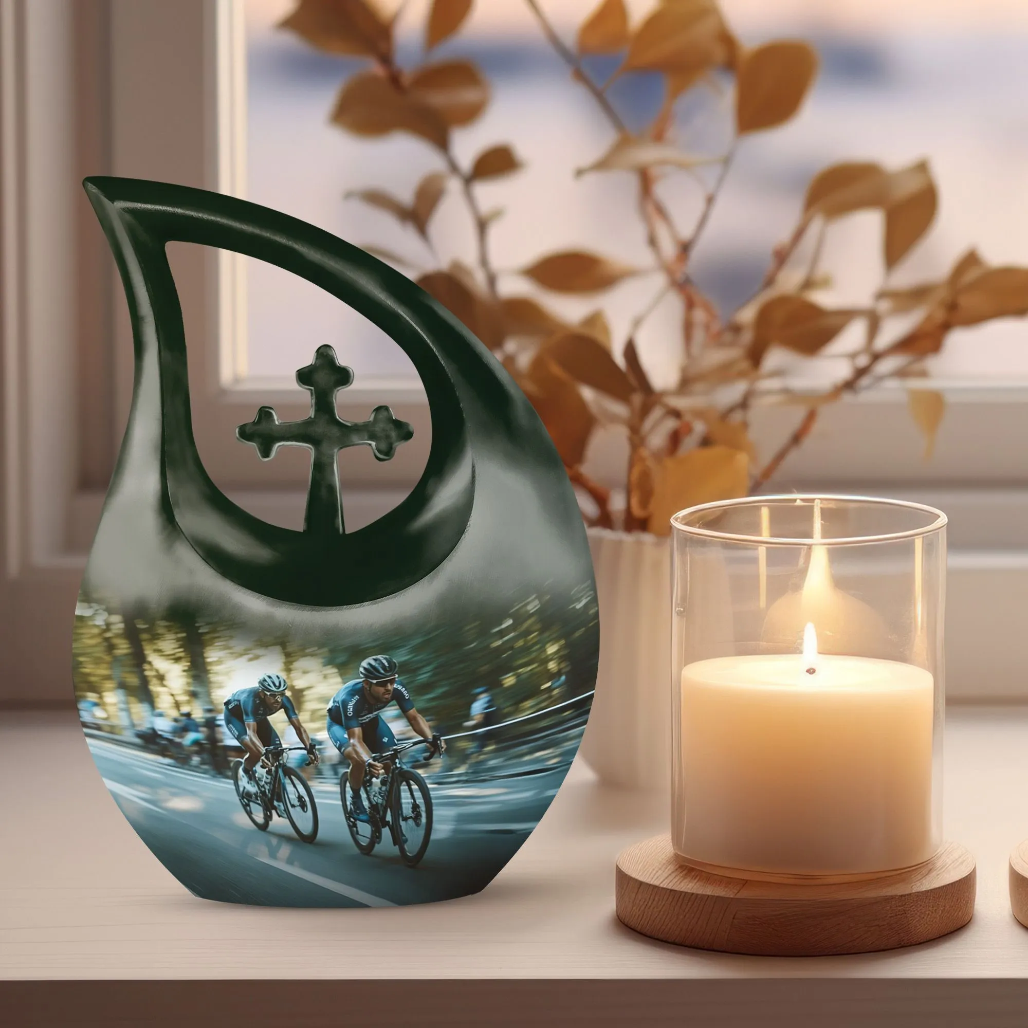 Cross Drop Race Urn: Distinct Keepsake Urn for Ashes Memorial
