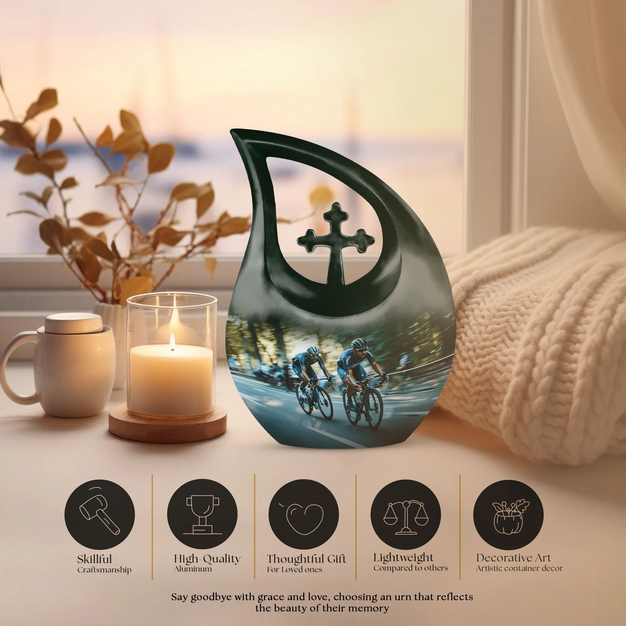 Cross Drop Race Urn: Distinct Keepsake Urn for Ashes Memorial