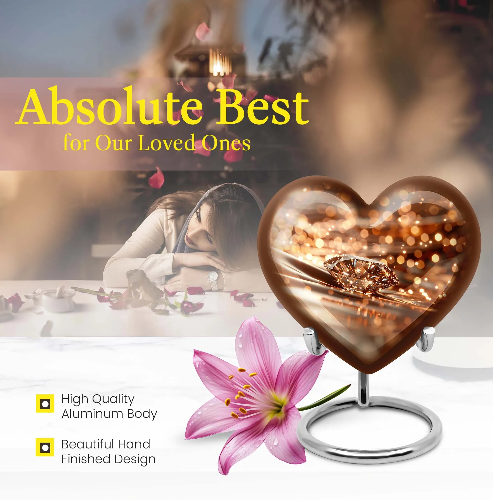 Diamond Cremation Urn - Forever Memorial for Adults