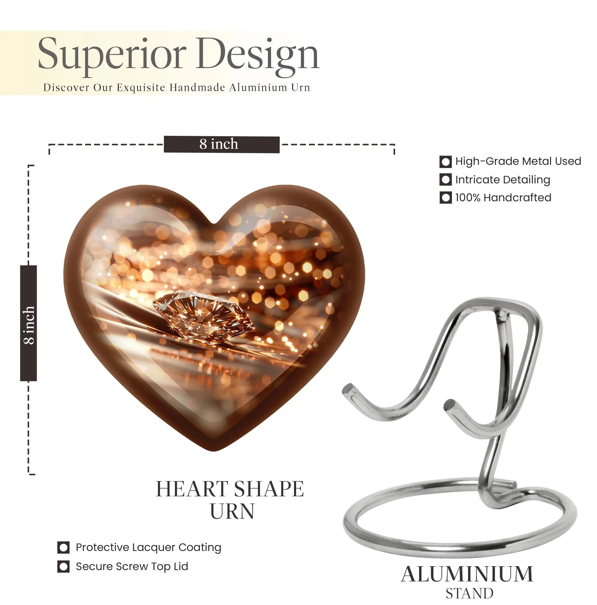 Diamond Cremation Urn - Forever Memorial for Adults