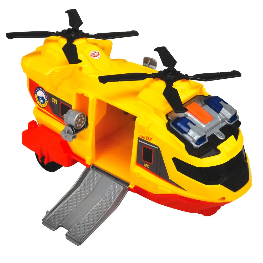 Dickie Toys Multi-Color Rescue Helicopter with Extendable Crane, Lights & Sounds - Yellow & Red