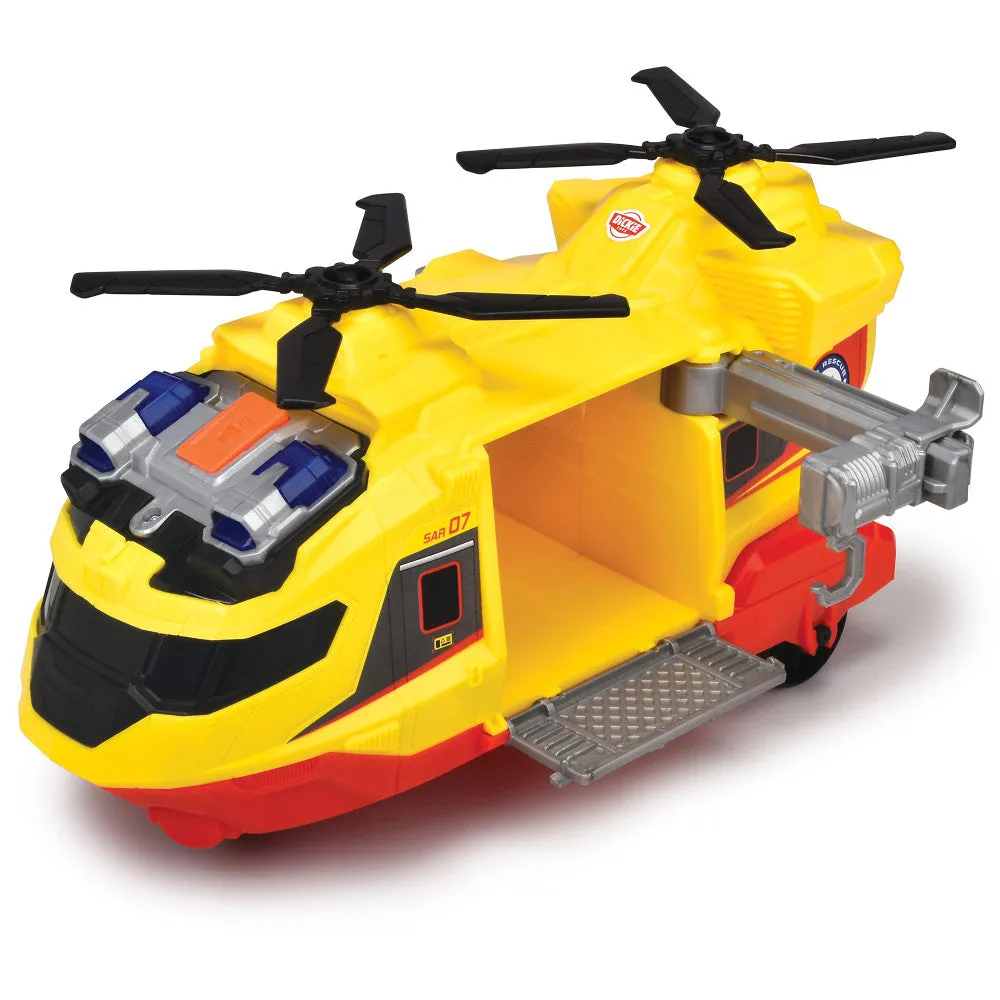 Dickie Toys Multi-Color Rescue Helicopter with Extendable Crane, Lights & Sounds - Yellow & Red